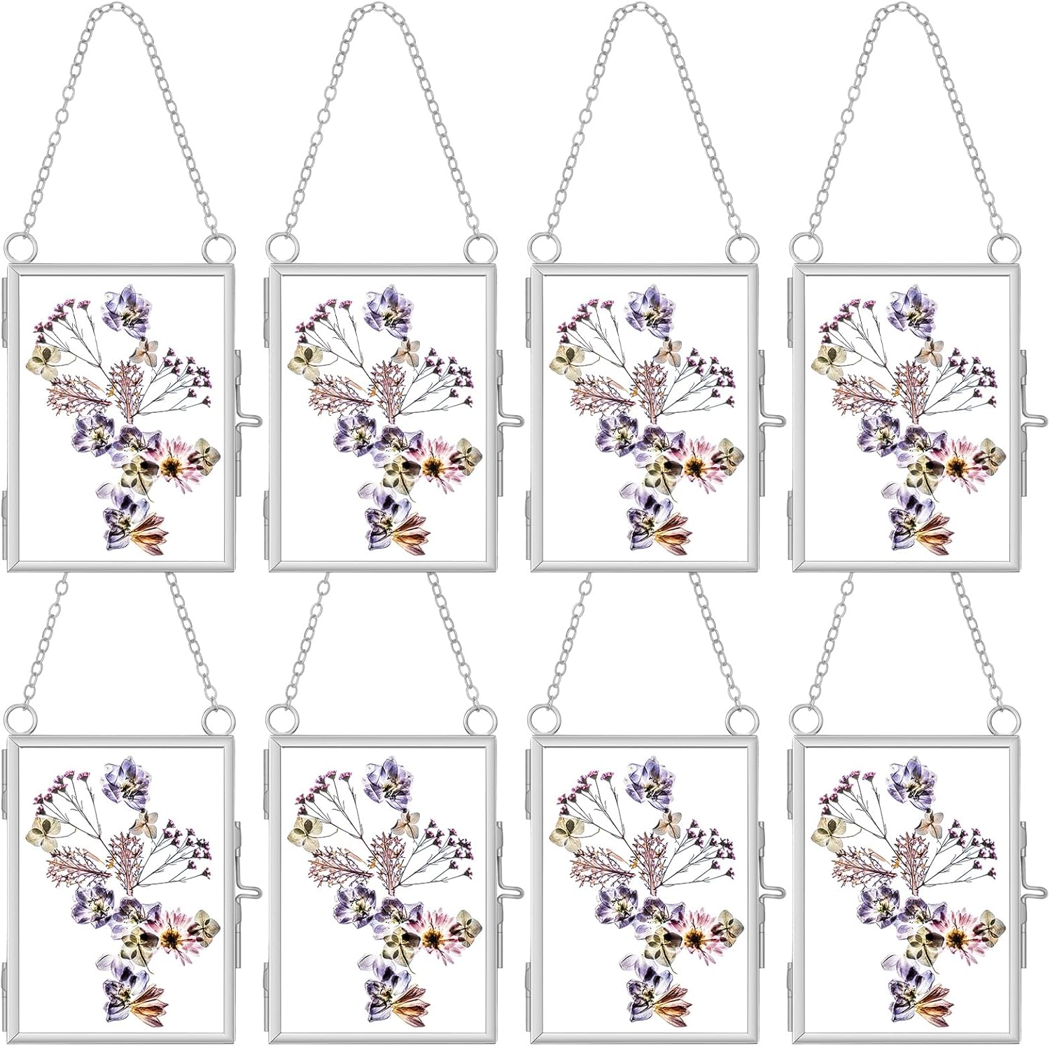 Landhoow 8 Pcs Floating Picture Frames for Pressed Flowers Silver
