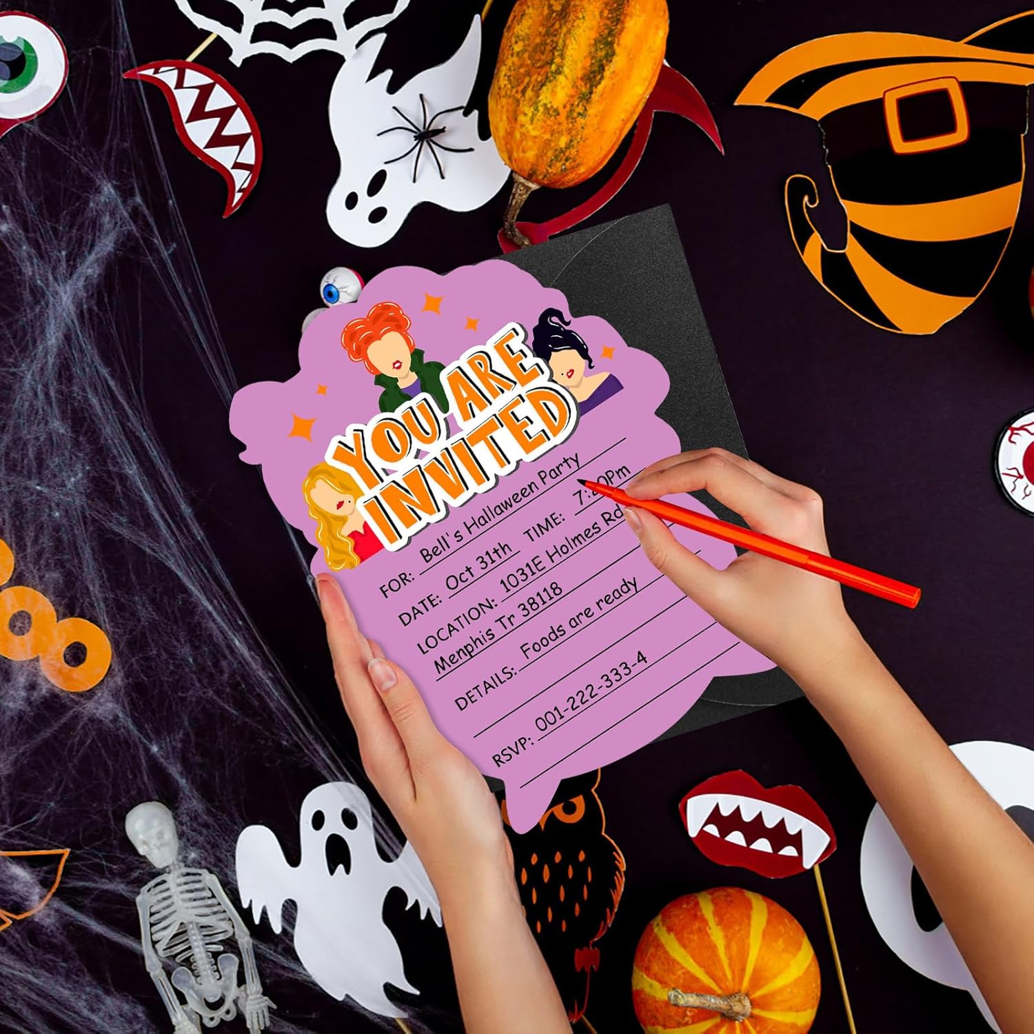 SICOHOME Halloween Party Invitations 12pcs 5x7 with Envelopes
