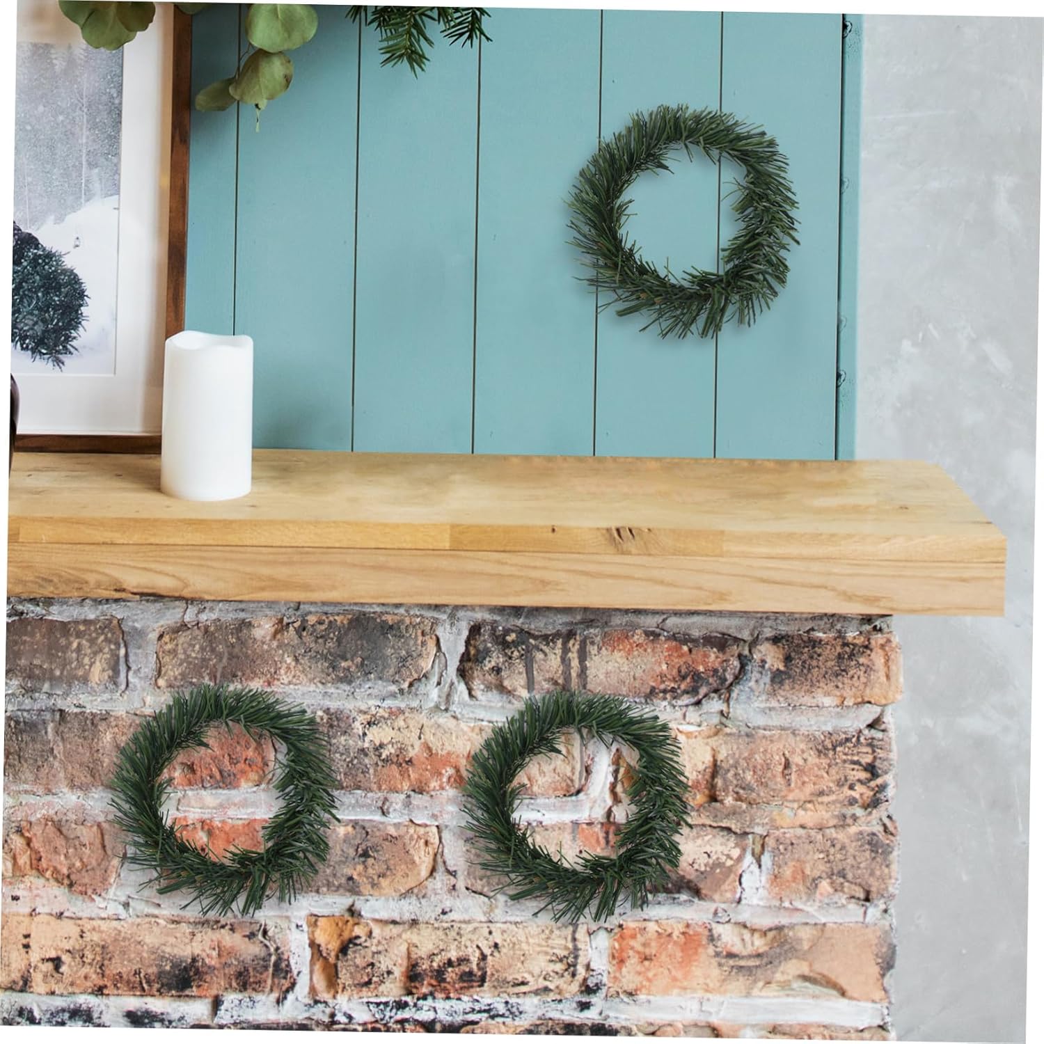10pcs Artificial Pine Candle Wreaths for Christmas Decorations