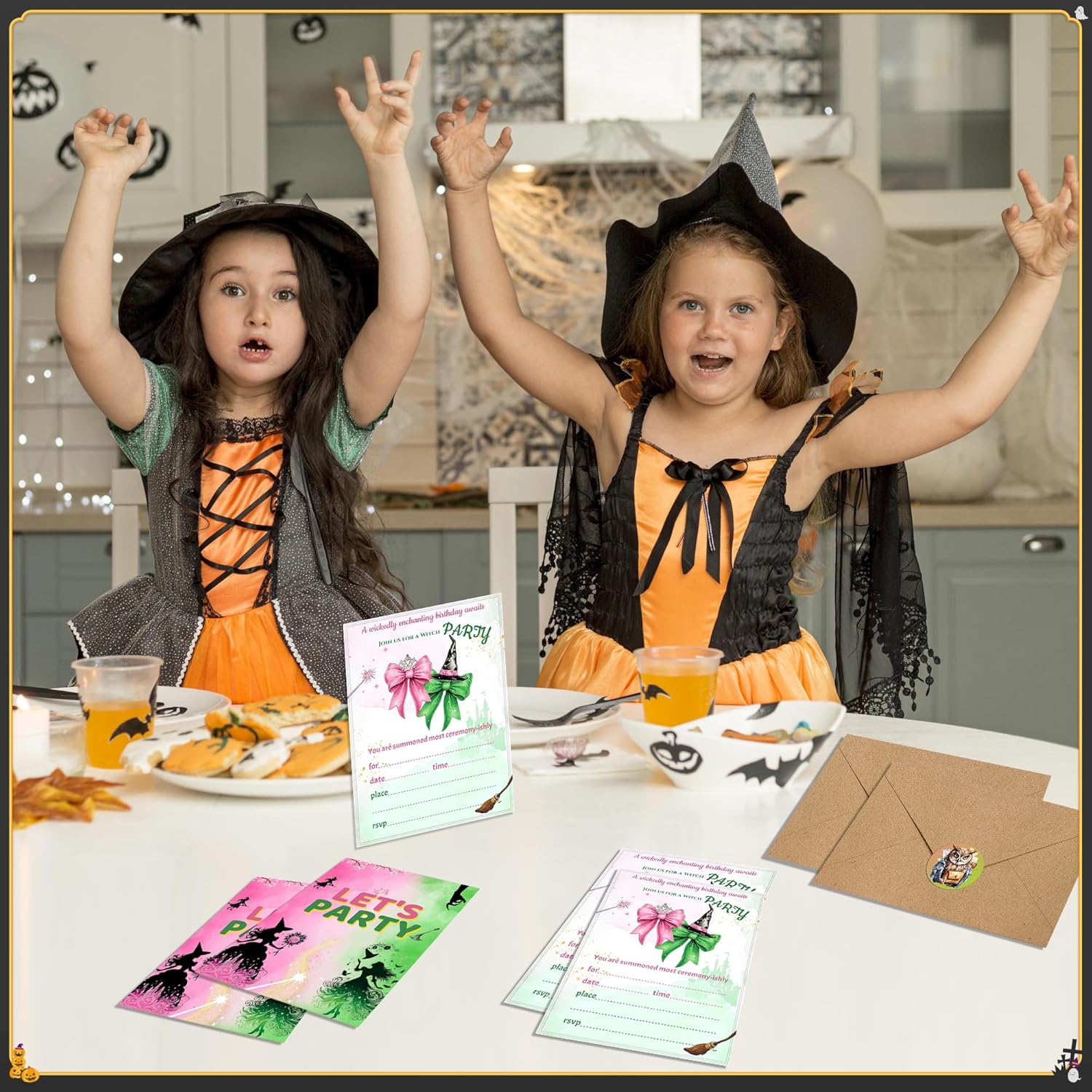 15 Witch Themed Birthday Party Invitations Set