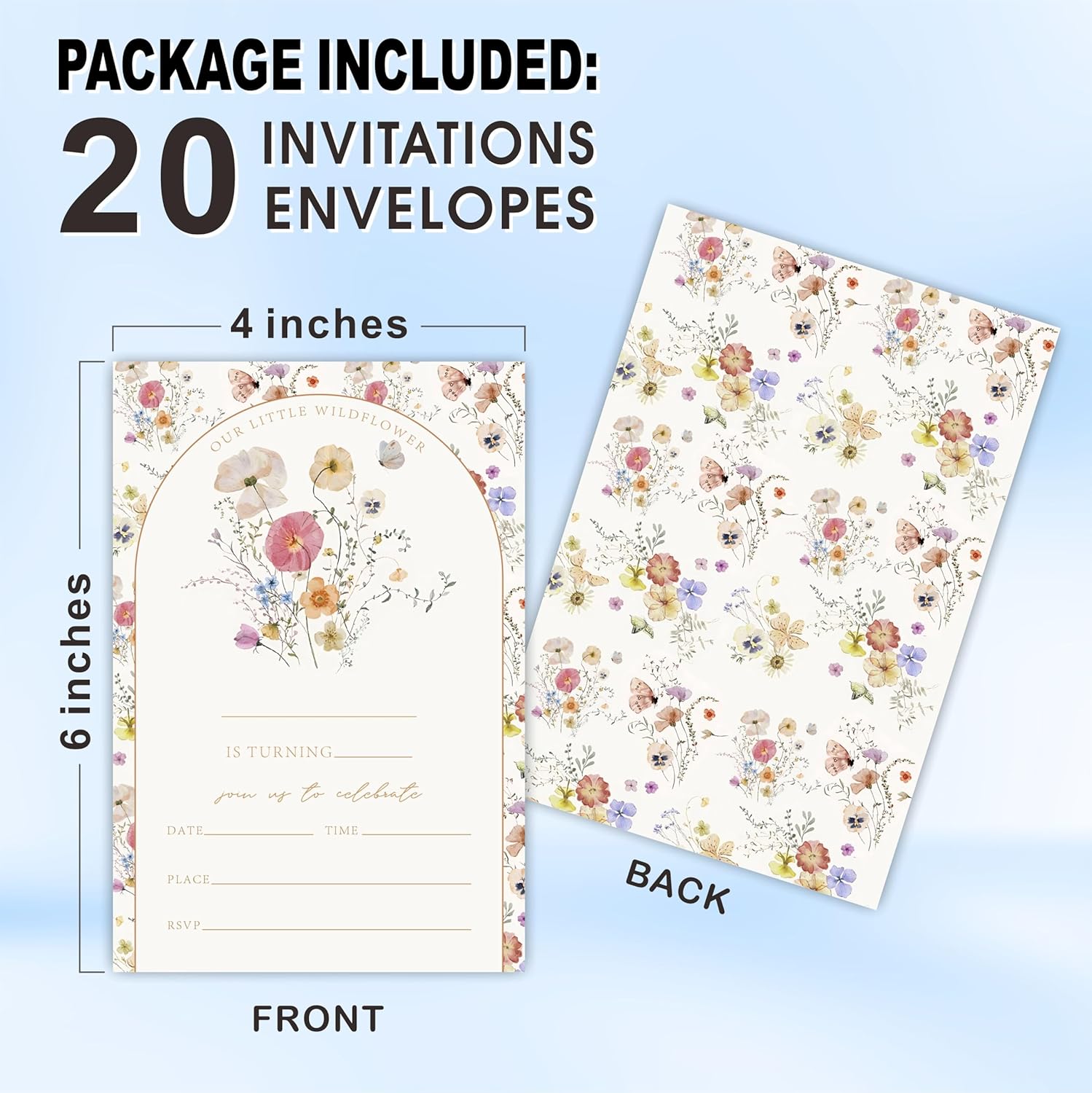 Little Wild Flower Birthday Invitations With Envelopes A15
