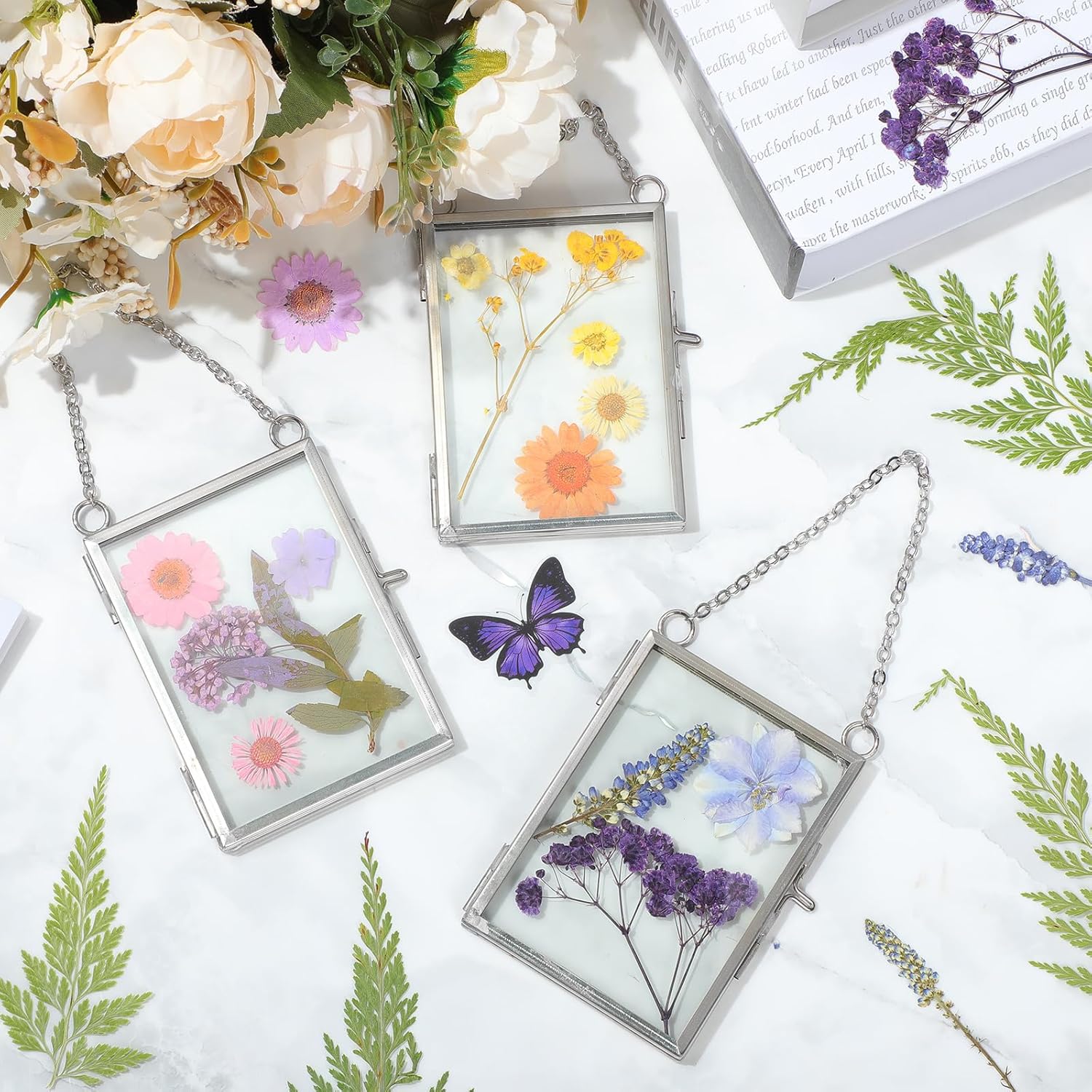 Landhoow 8 Pcs Floating Picture Frames for Pressed Flowers Silver