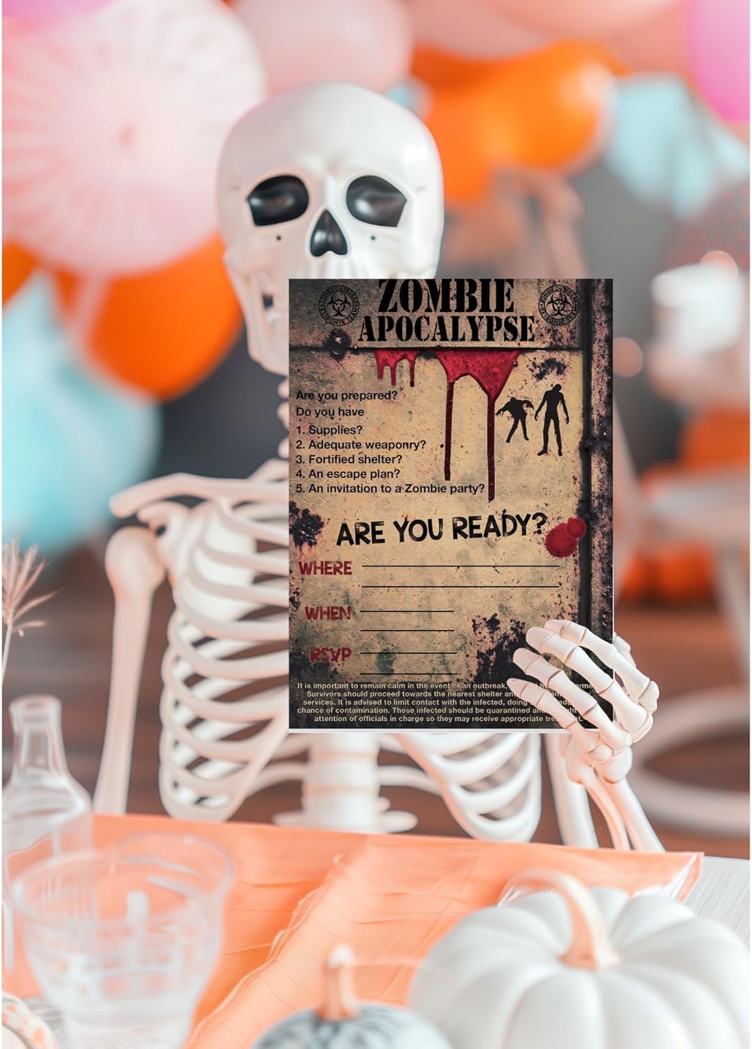Silly Goose Gifts Zombie Apocalypse Party Invitations with Envelopes Survival Themed