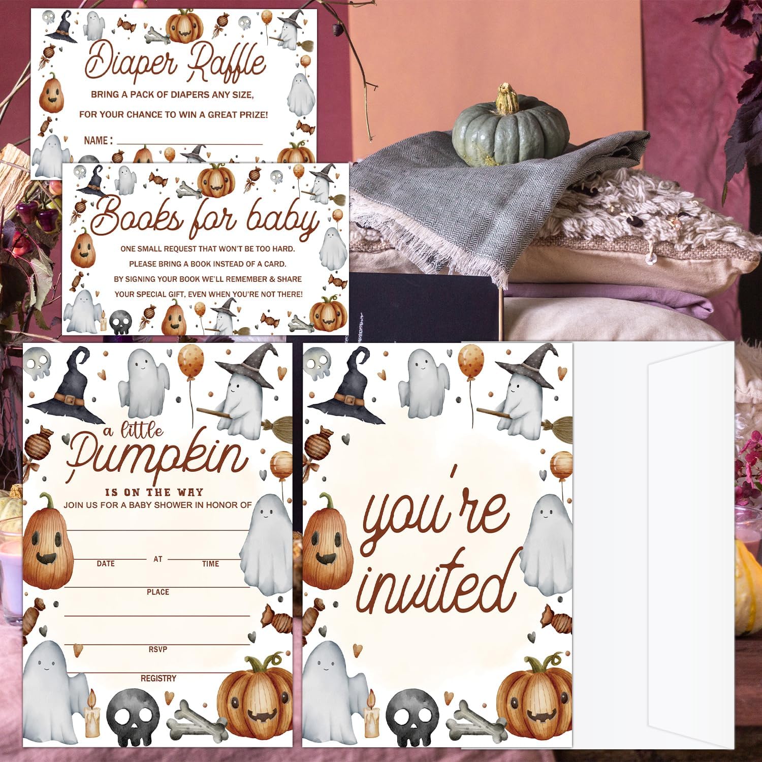 Deluxe Baby Shower Invitations 25 Set Halloween Party Invites