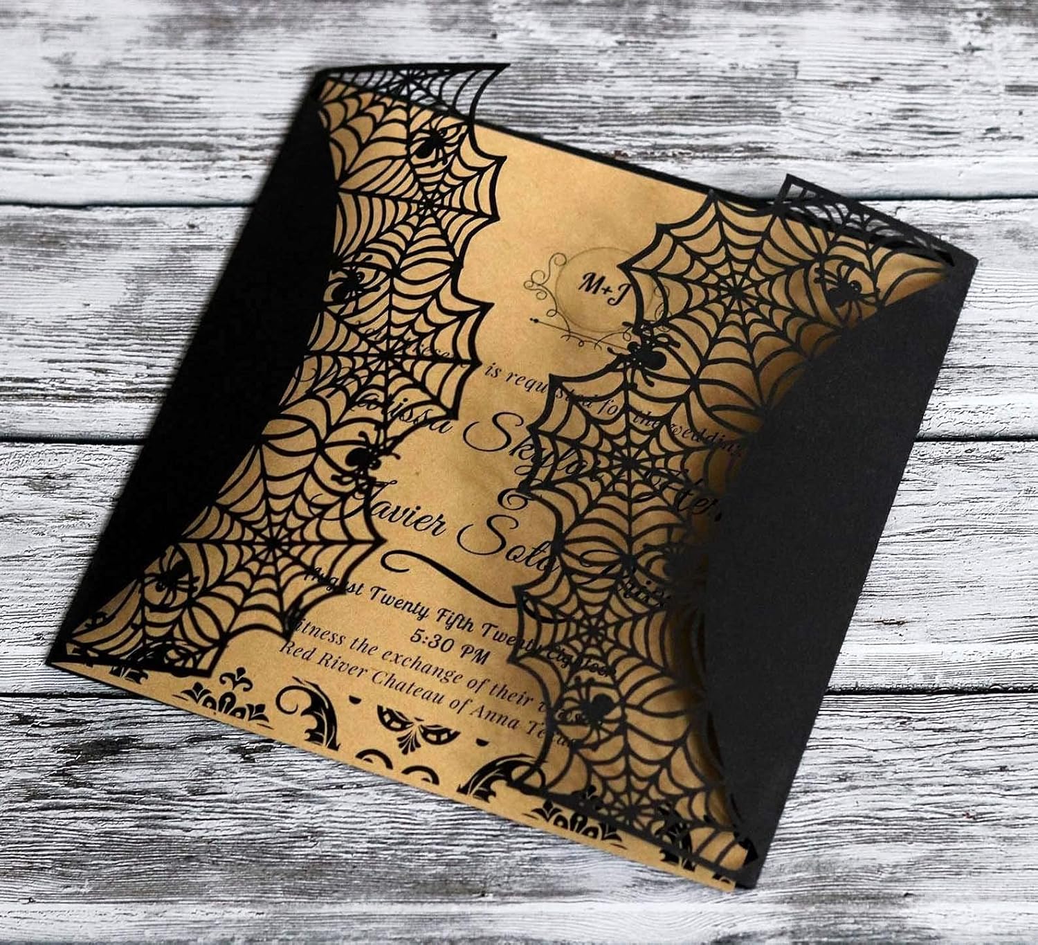 10Pcs Halloween Spiderweb Invitation Cards Black