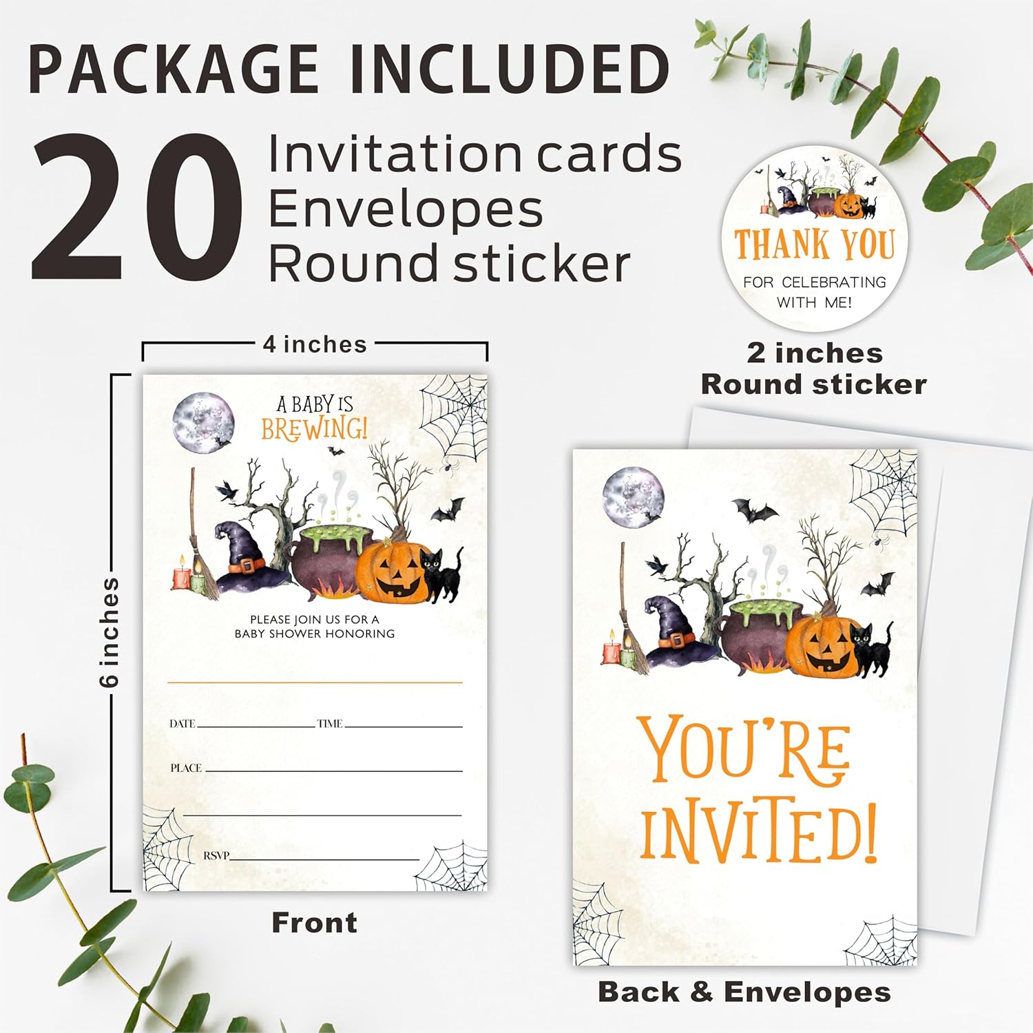 Halloween Baby Shower Invitations Set Of 20