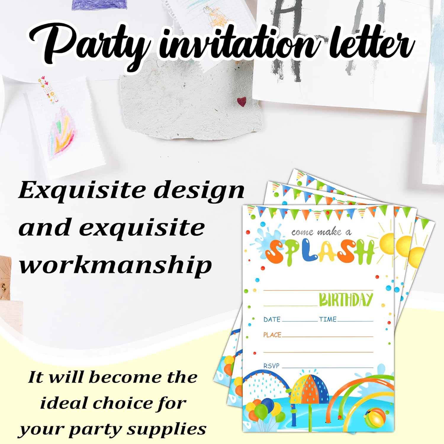 Splash Pad Birthday Invitation 20 Set with Envelopes