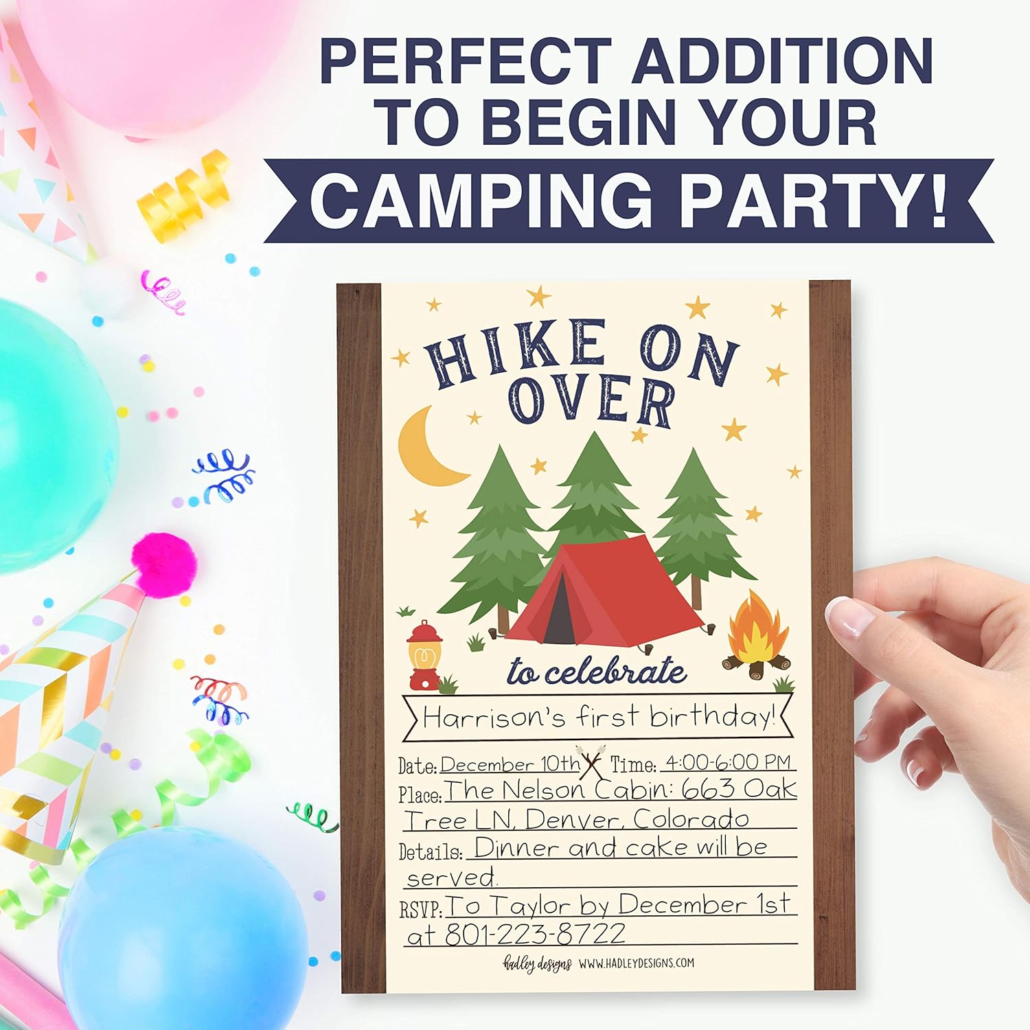 Hadley Designs 25 Camping Birthday Invitations