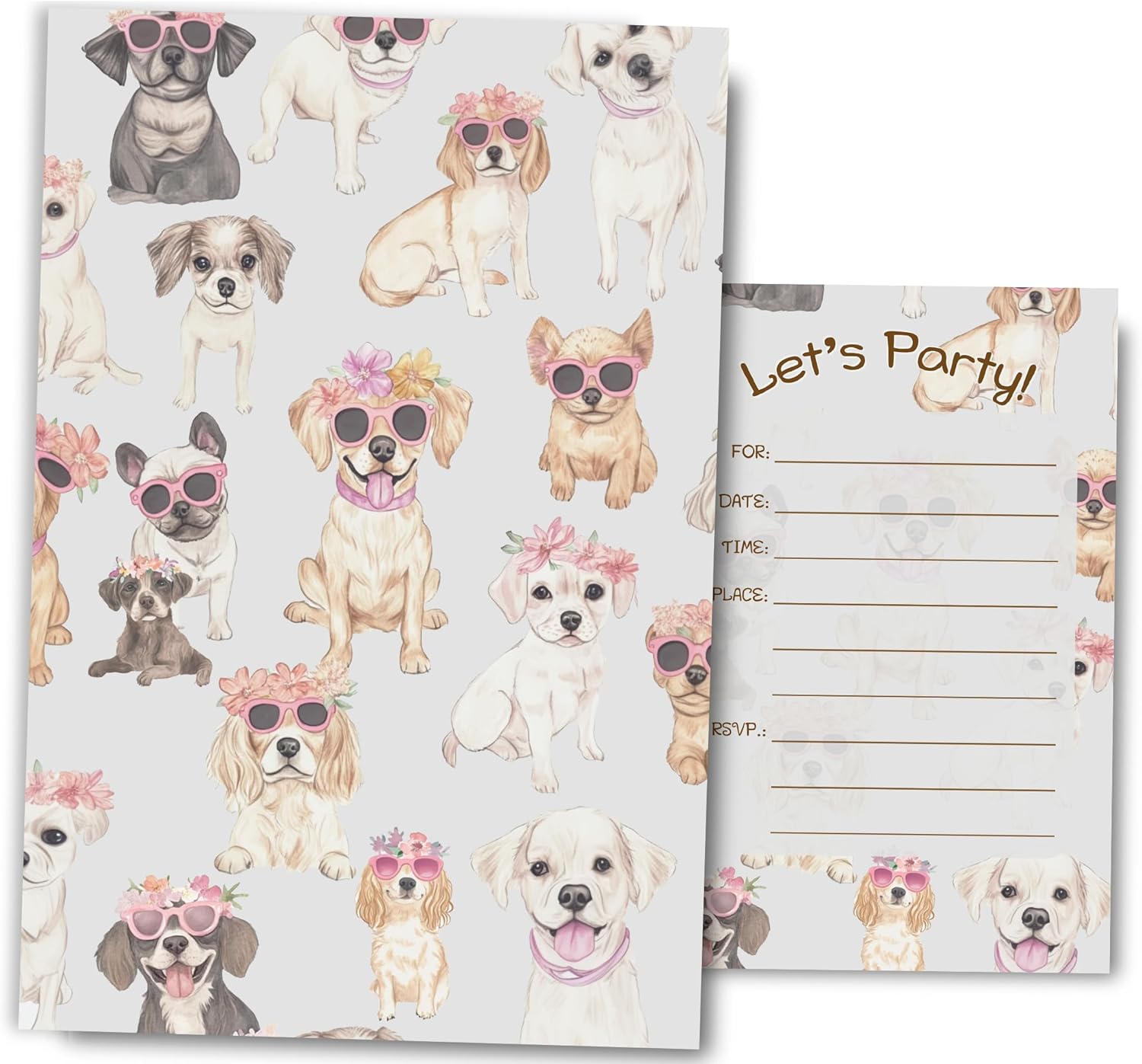 Puppy Dog Birthday Invitations for Girls 4x6 30 Sets