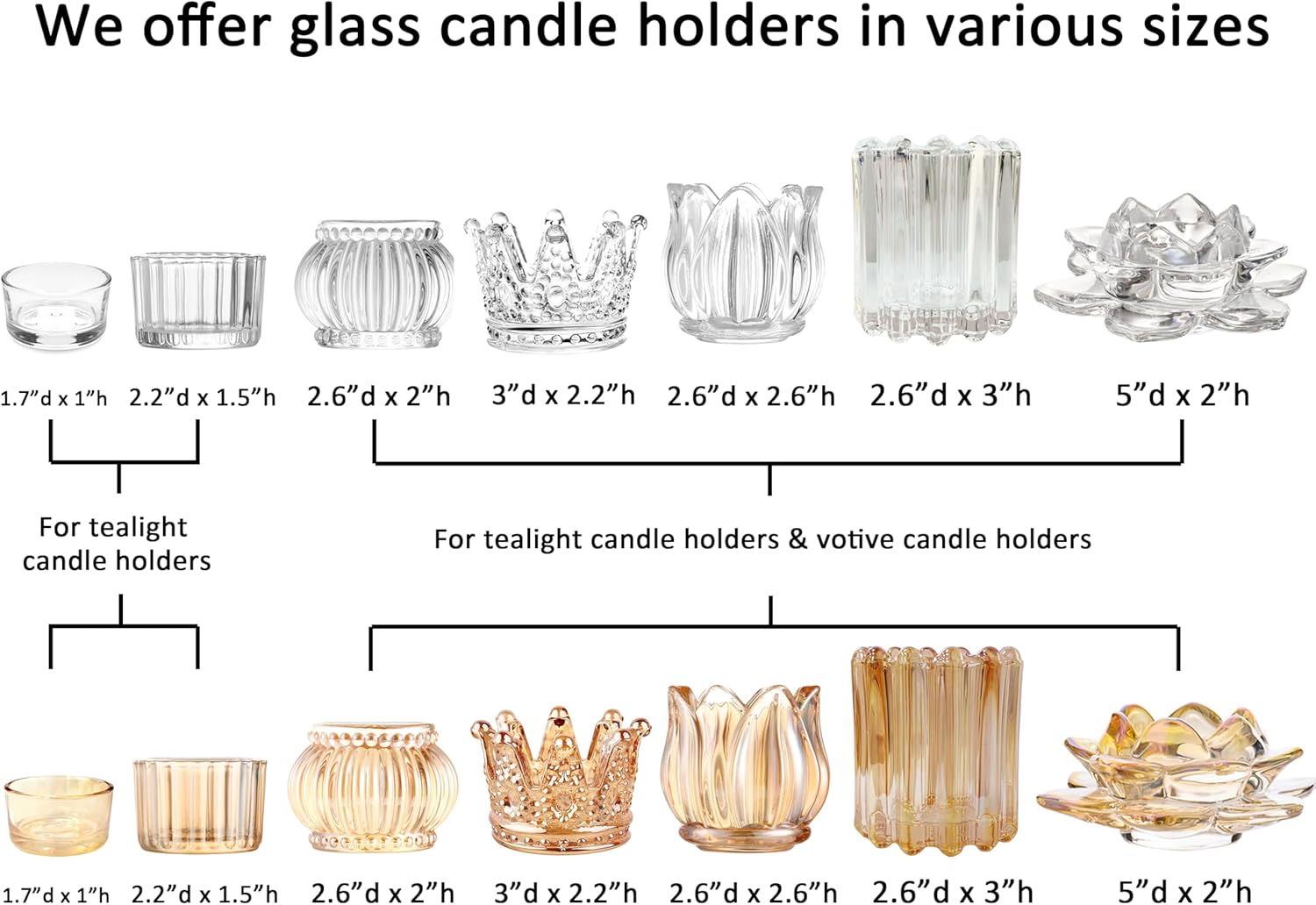 GOLDEAL 30 PCS Clear Glass Tea Light Holders