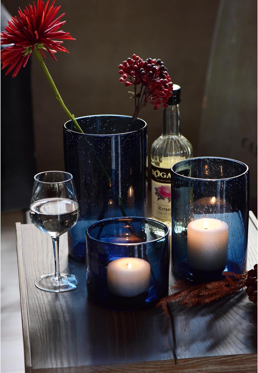 ARIAMOTION Glass Hurricane Candle Holders Set of 3