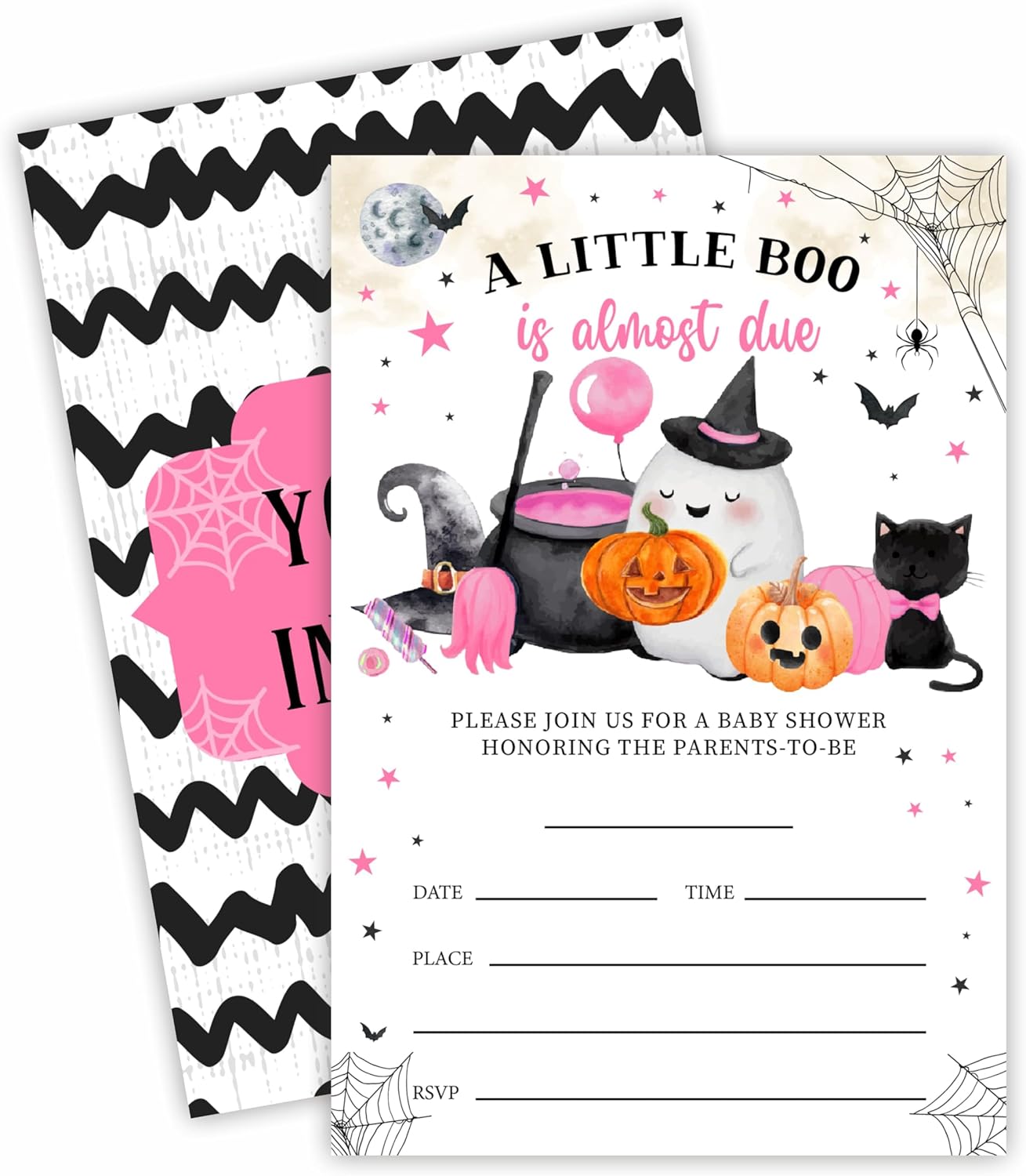 25 Halloween Baby Shower Invitations with Envelopes 1