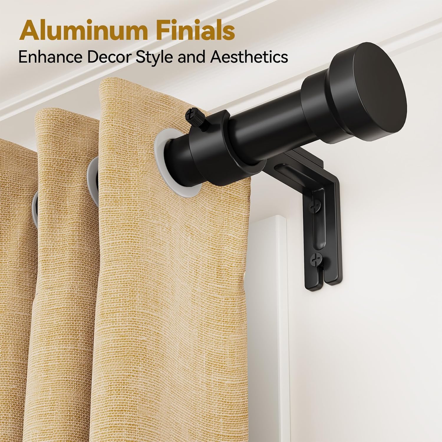 YaFex 1 Inch Heavy Duty Curtain Rod with Matte Black Finish