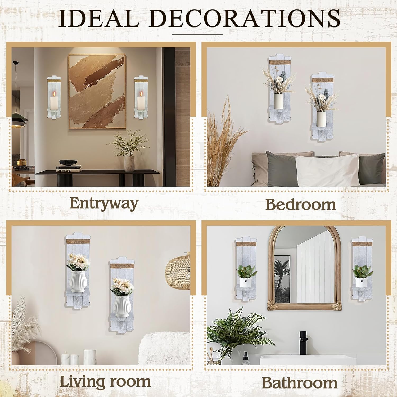 Alphatool Farmhouse Wall Decor Candle Sconces 2 Pcs