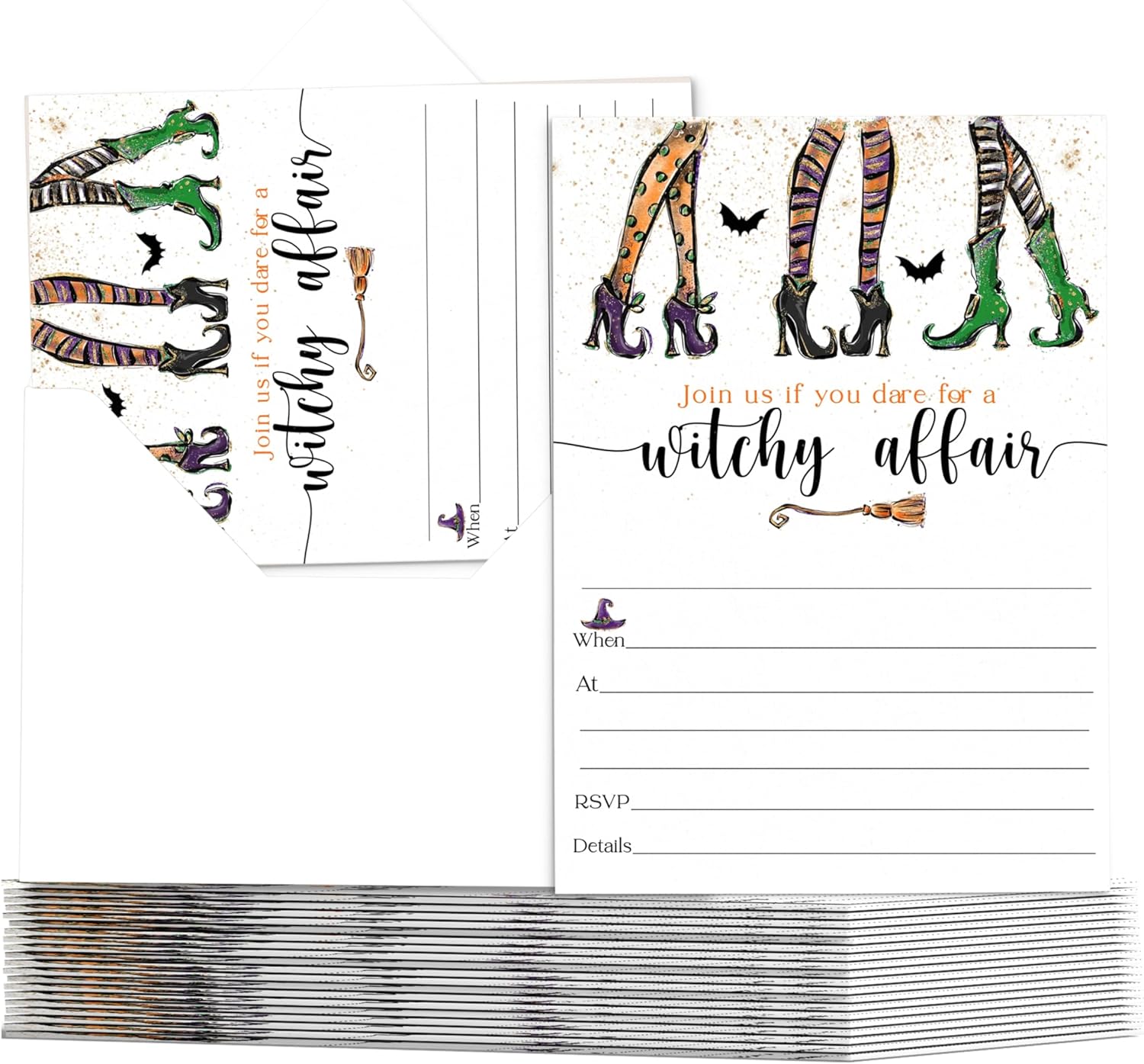 Witchy Fun Invitations with Envelopes - 25 Pack