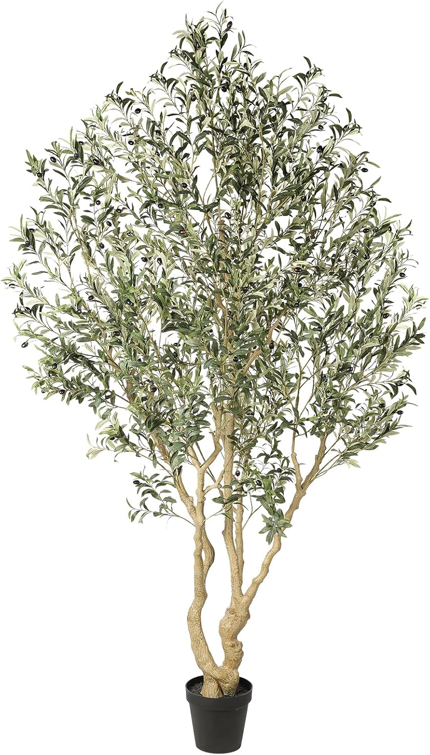 Realead 8ft Artificial Olive Tree with Realistic Leaves and Olives