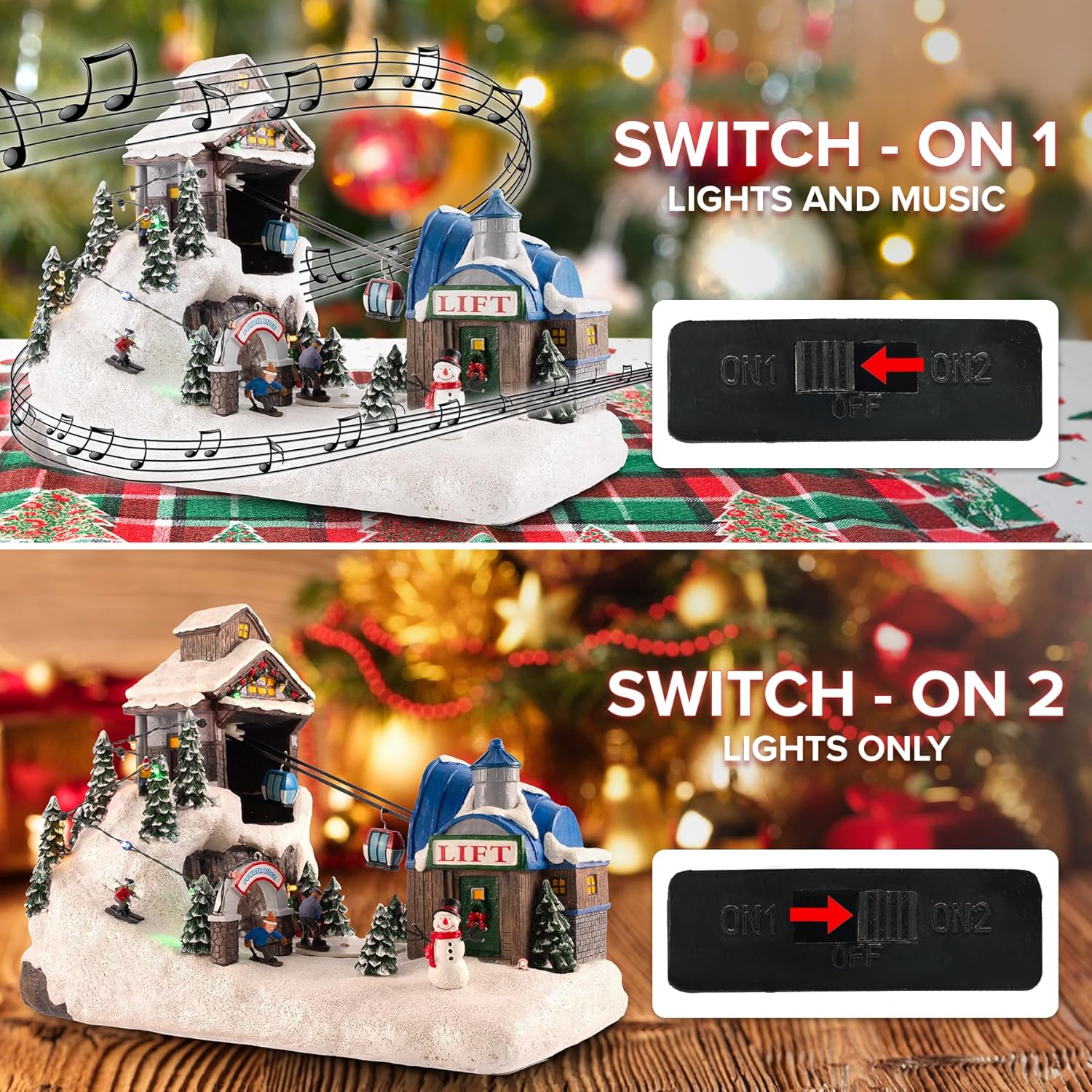 Animated Christmas Village with LED Lights and Music
