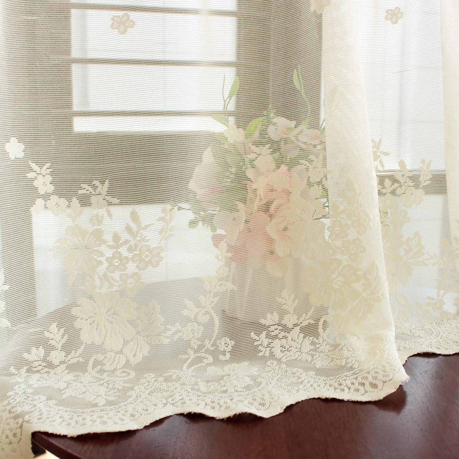 Zhh E-Commerce Beige Floral Valance Window Treatment