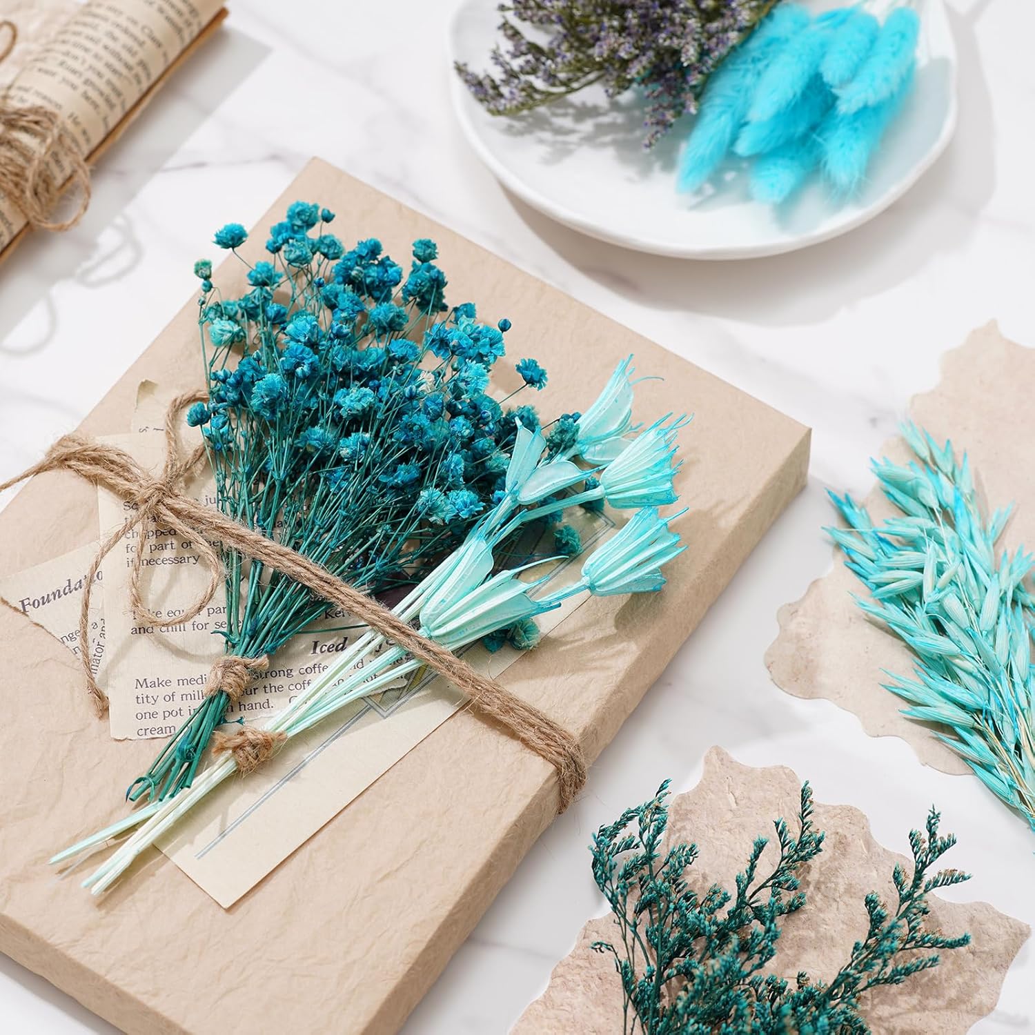 12 Pieces DIY Natural Dried Flower Set Blue