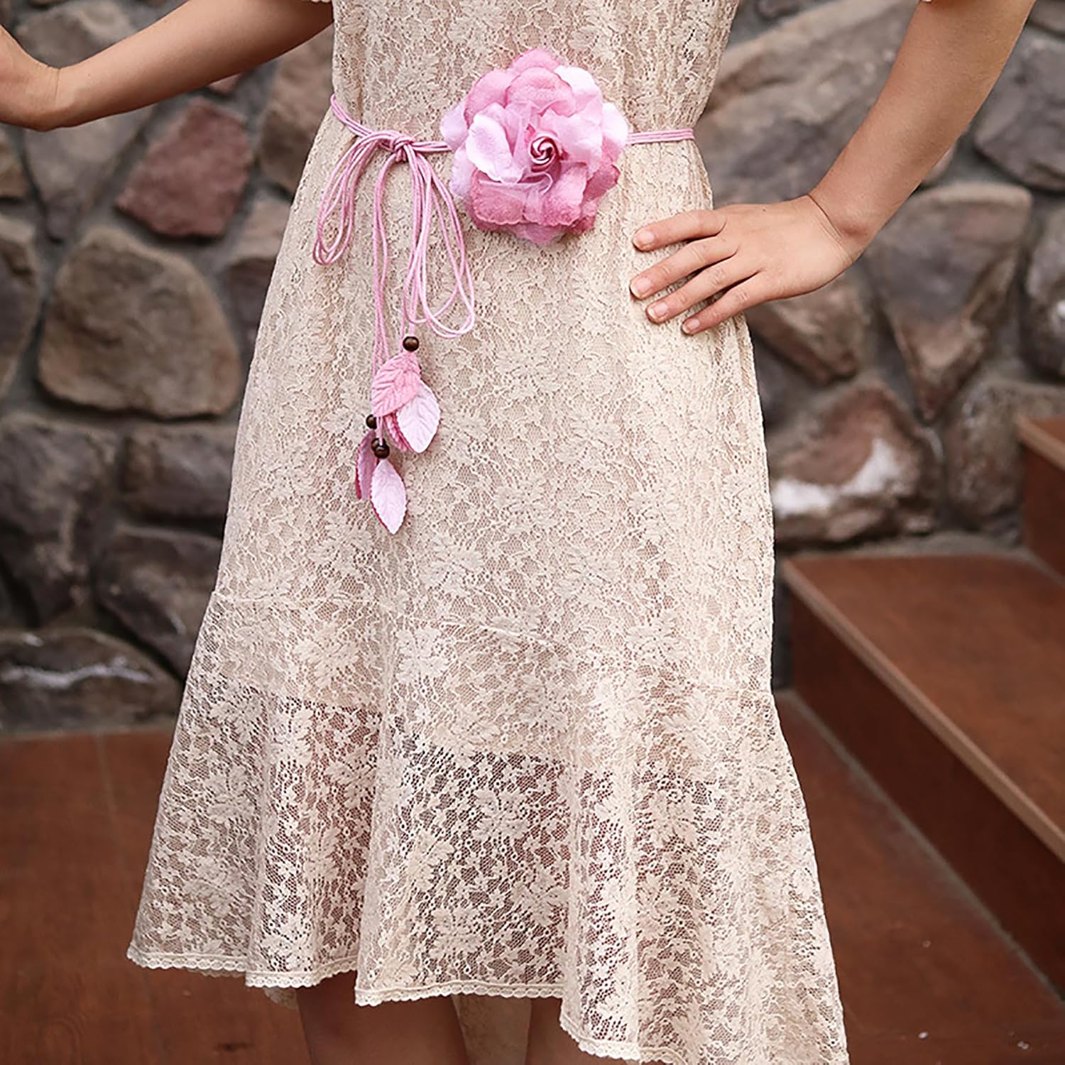 2 Pcs Pink Country Style Flower Curtain Tiebacks
