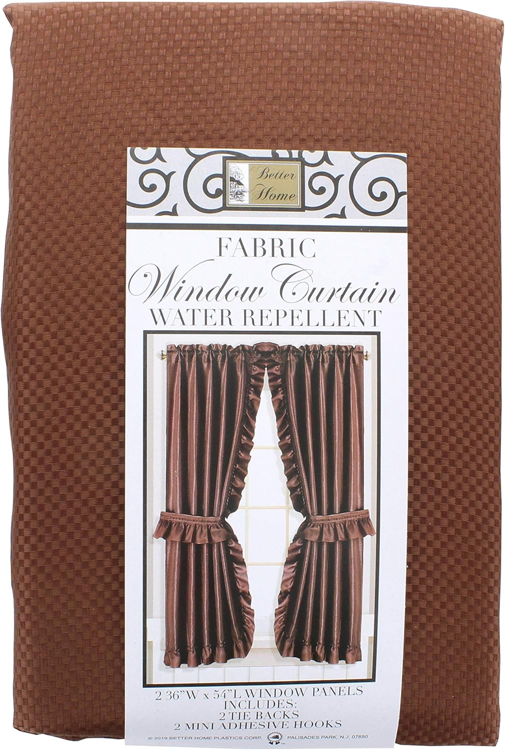 Mosaic Fabric Ruffled Window Curtain 54 Long Chocolate Brown