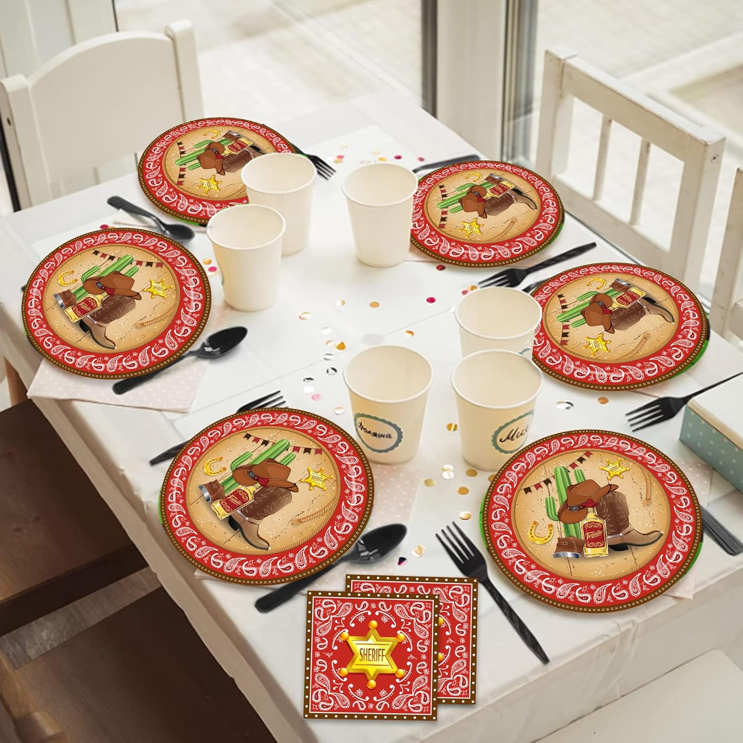 24Pcs 9 Inch Cowboy Western Paper Plates Set