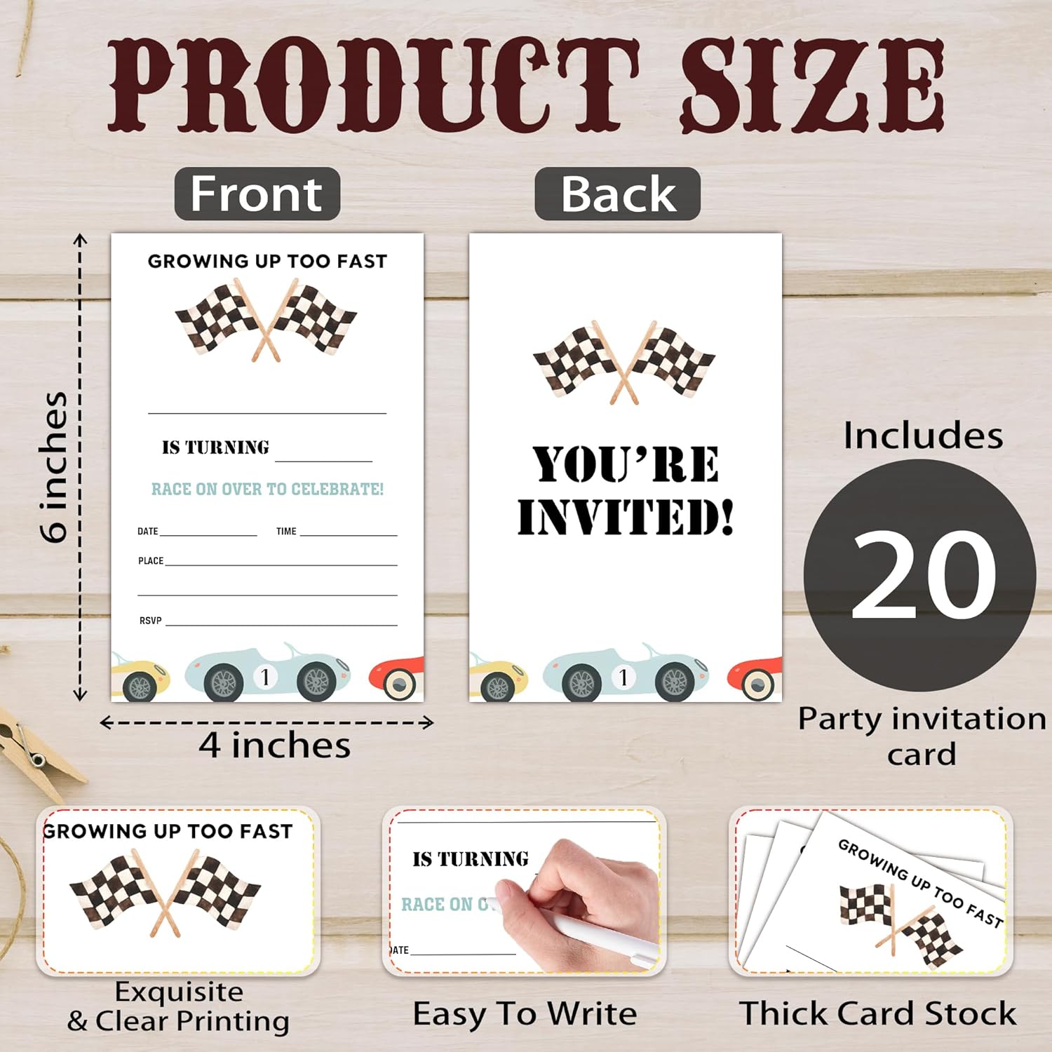 Race Car Birthday Party Invitations 20 Set