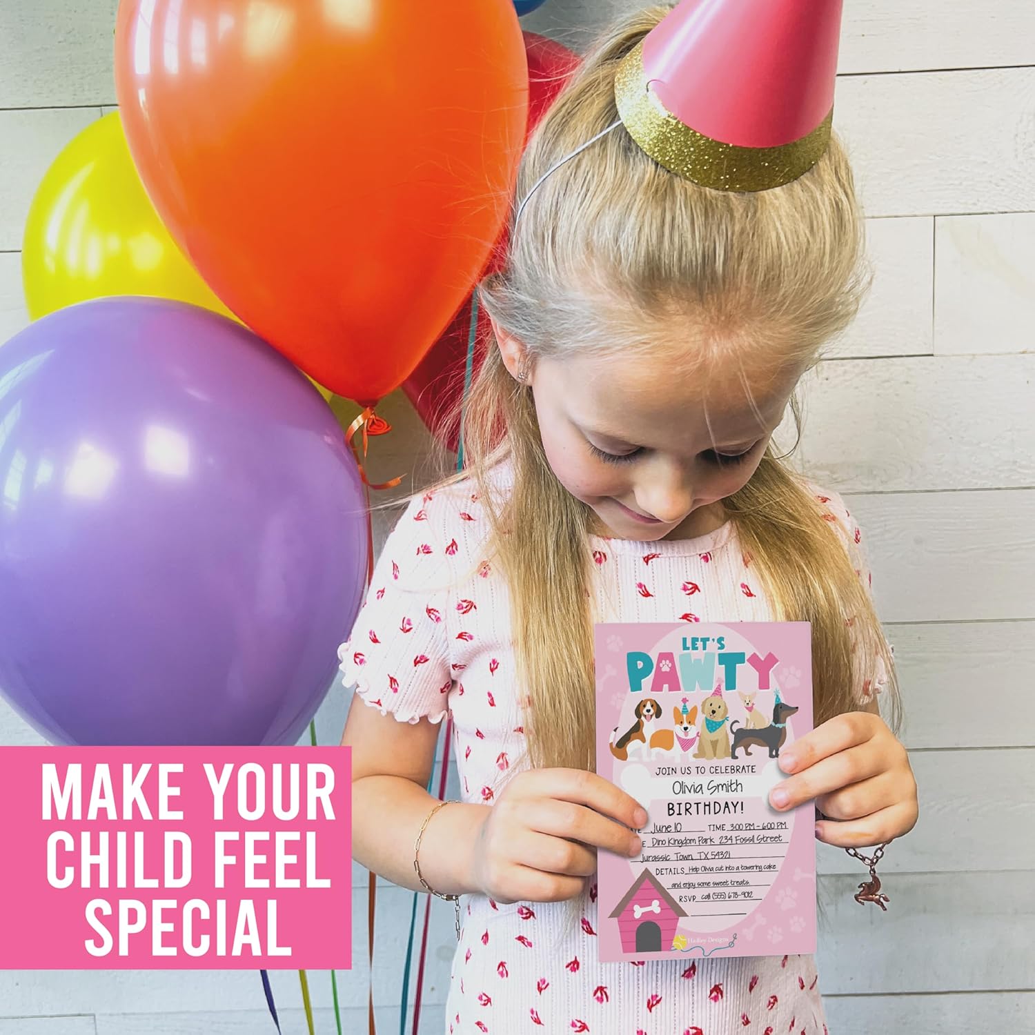 Hadley Designs 15 Dog Themed Birthday Invitations for Girls