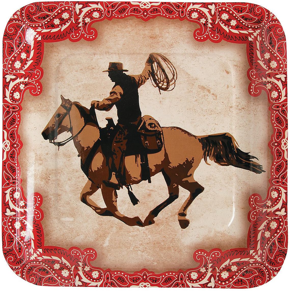 Fun Express Western Cowboy Party Square Plates 8 Pack