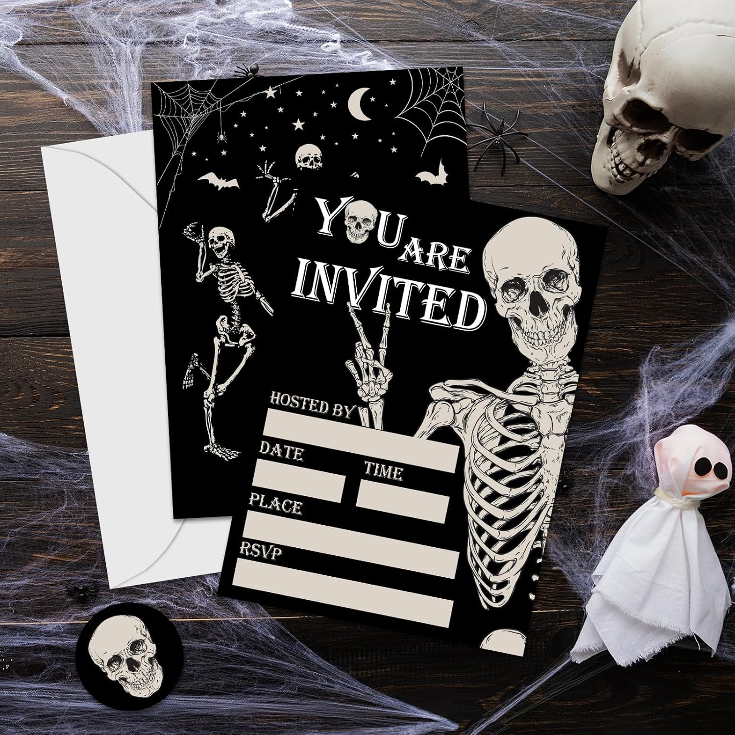 Whaline 25 Piece Halloween Invitation Set with Envelopes and Stickers