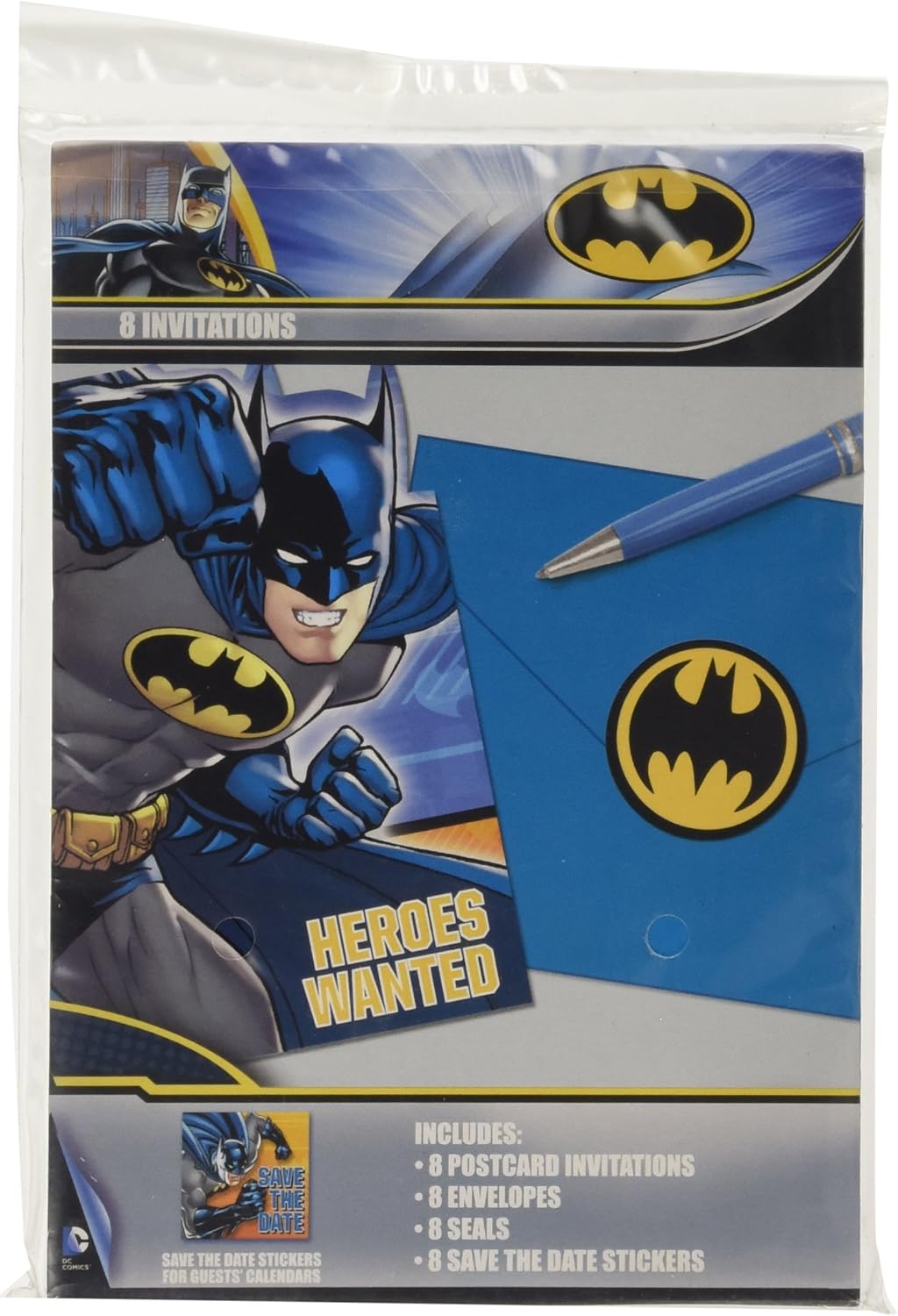 Batman Postcard Invitations Party Favor Set