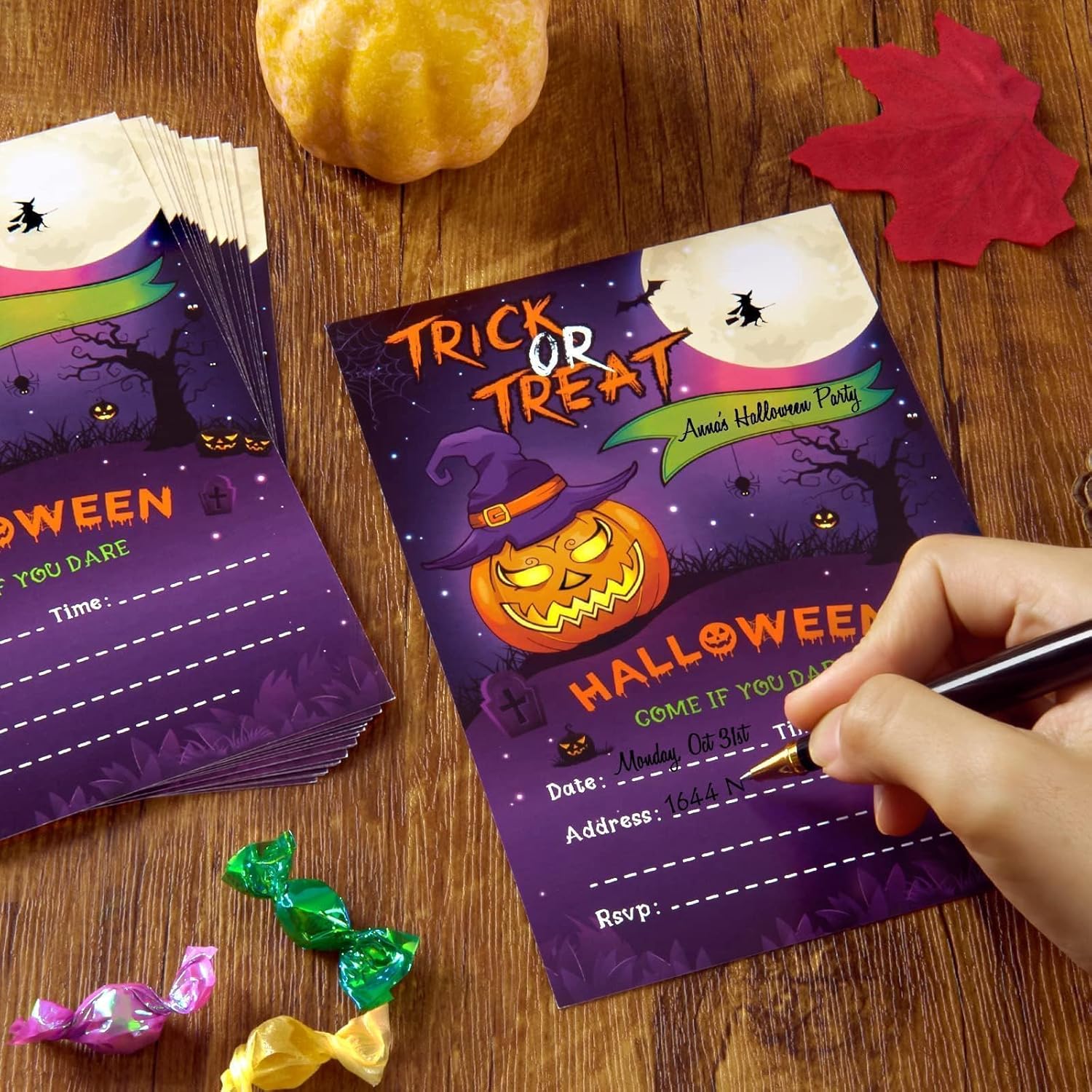 24 Set Halloween Birthday Invitations with Envelopes Stickers