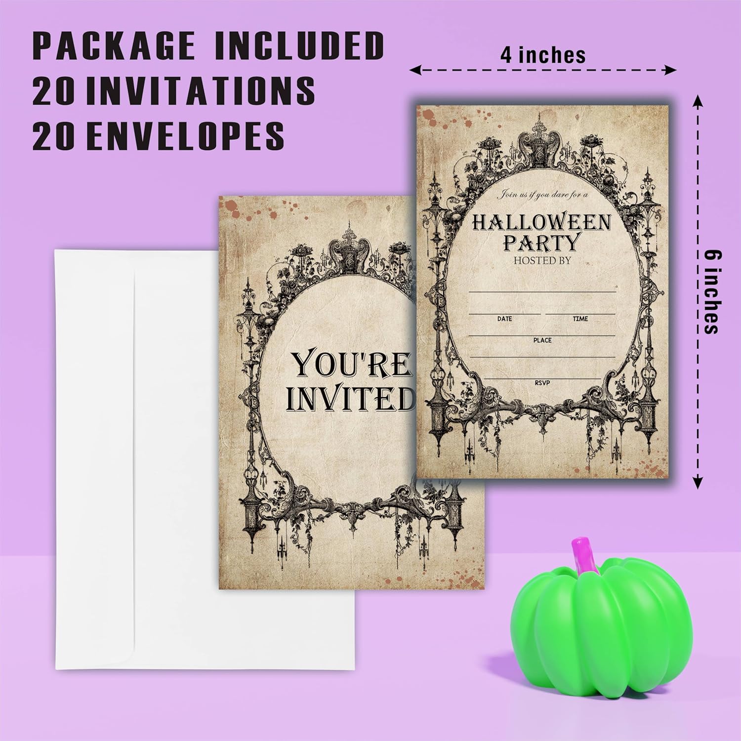 Halloween Party Invitation Cards 20 Pcs Retro Gothic Design
