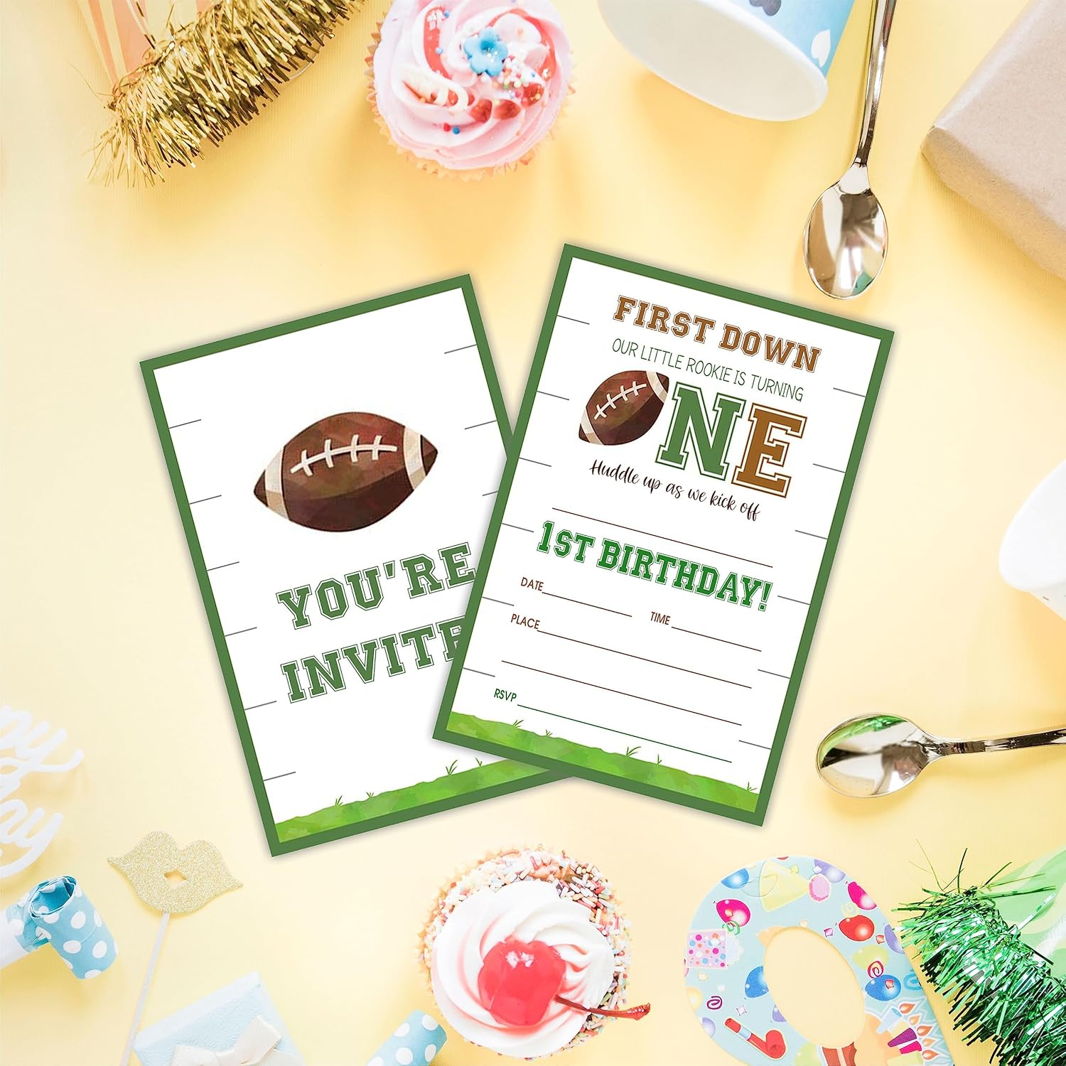 AWSICE Football Birthday Party Invitations 20 Pack with Envelopes