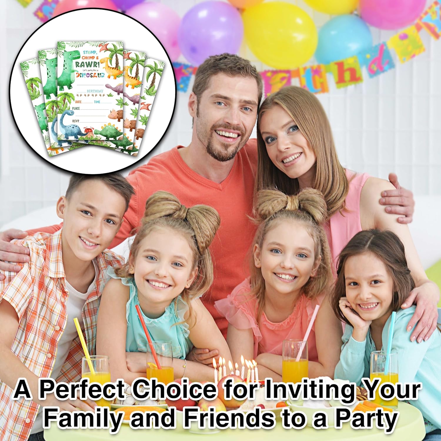 Dinosaur Birthday Invitations 25 Double Sided Cards with Envelopes