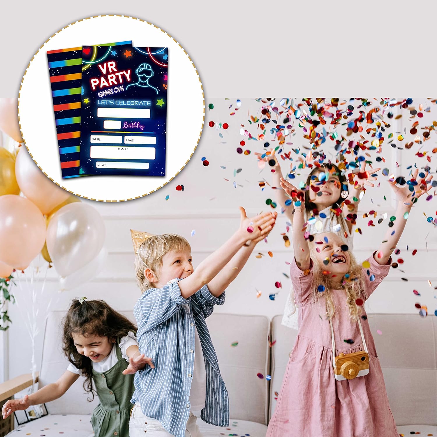Gaming Birthday Invites with Neon Glow - 20 Pack