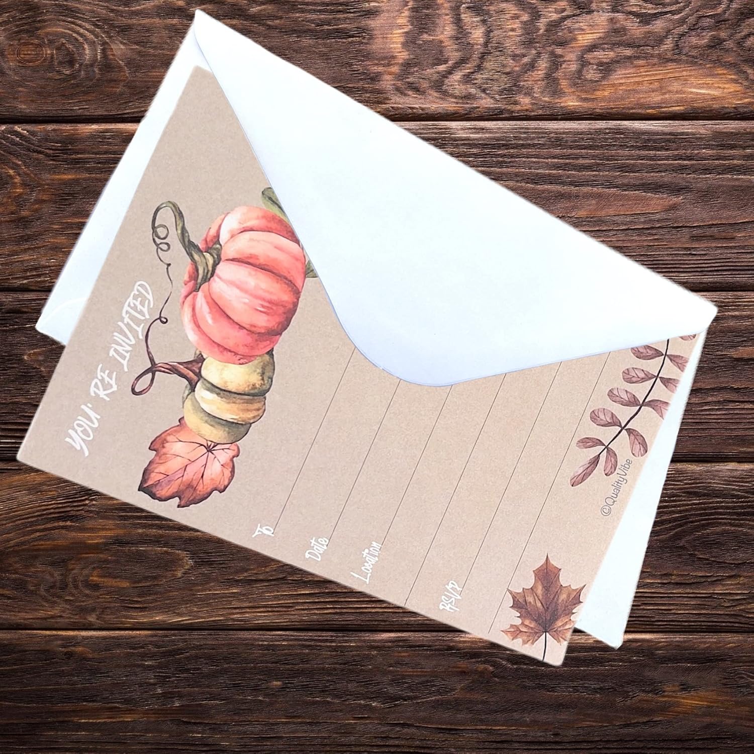 25 Pumpkin Fall Invitations With Envelopes