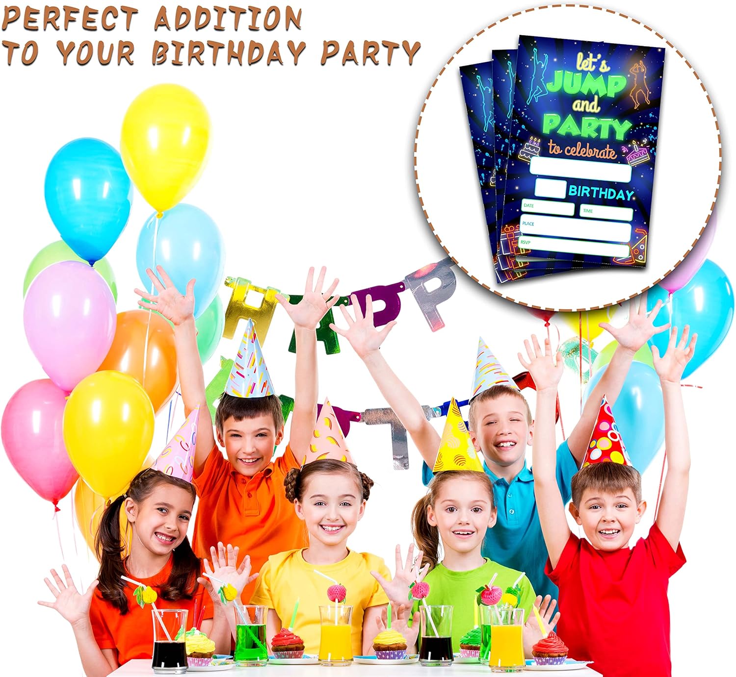 ONDTOM Jump Trampoline Birthday Invites 20 Pack
