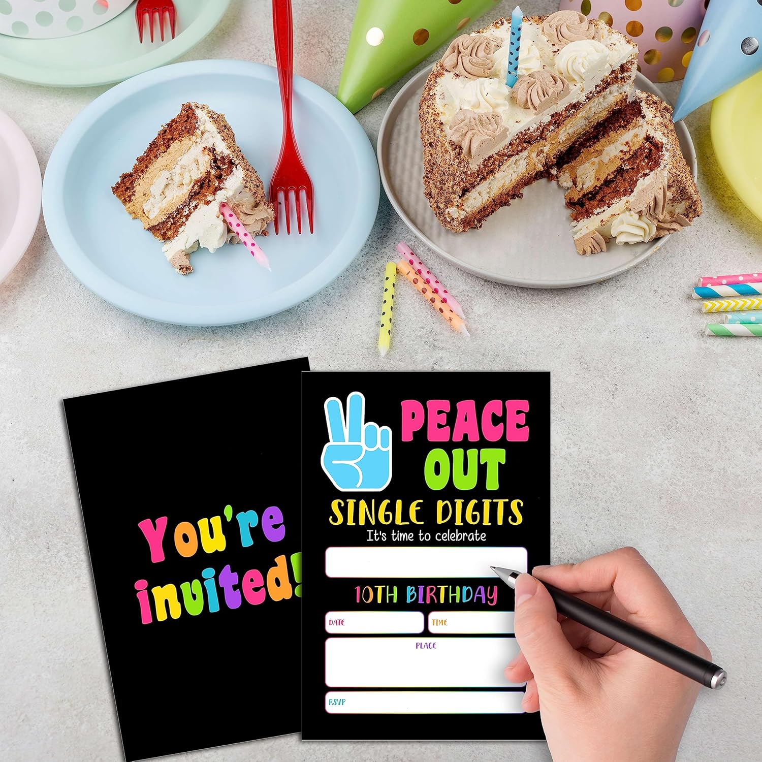 Ycyfckdr 20 Birthday Invitations with Envelopes for Kids
