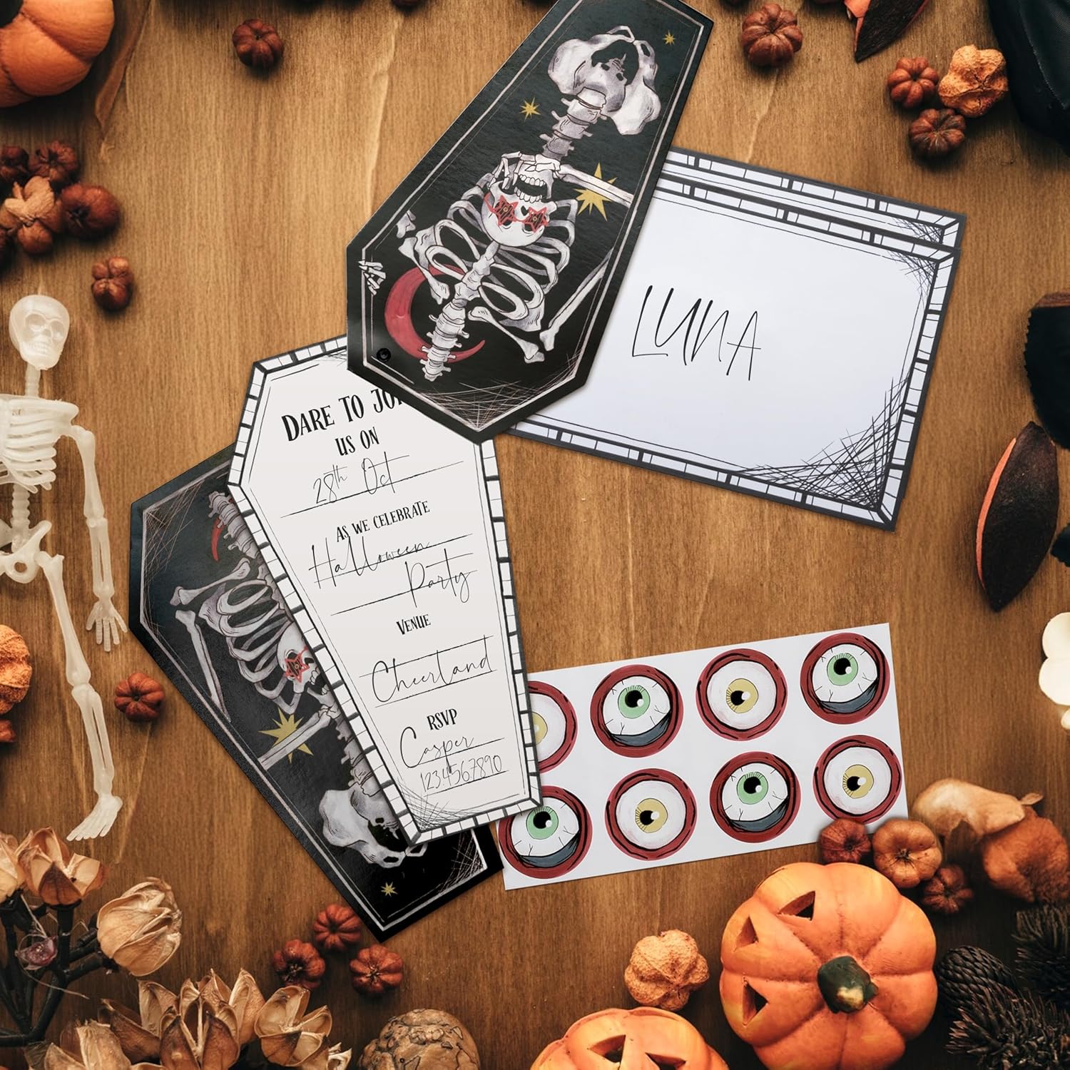 Cheerland Halloween Party Invitations with Stickers Pack of 8