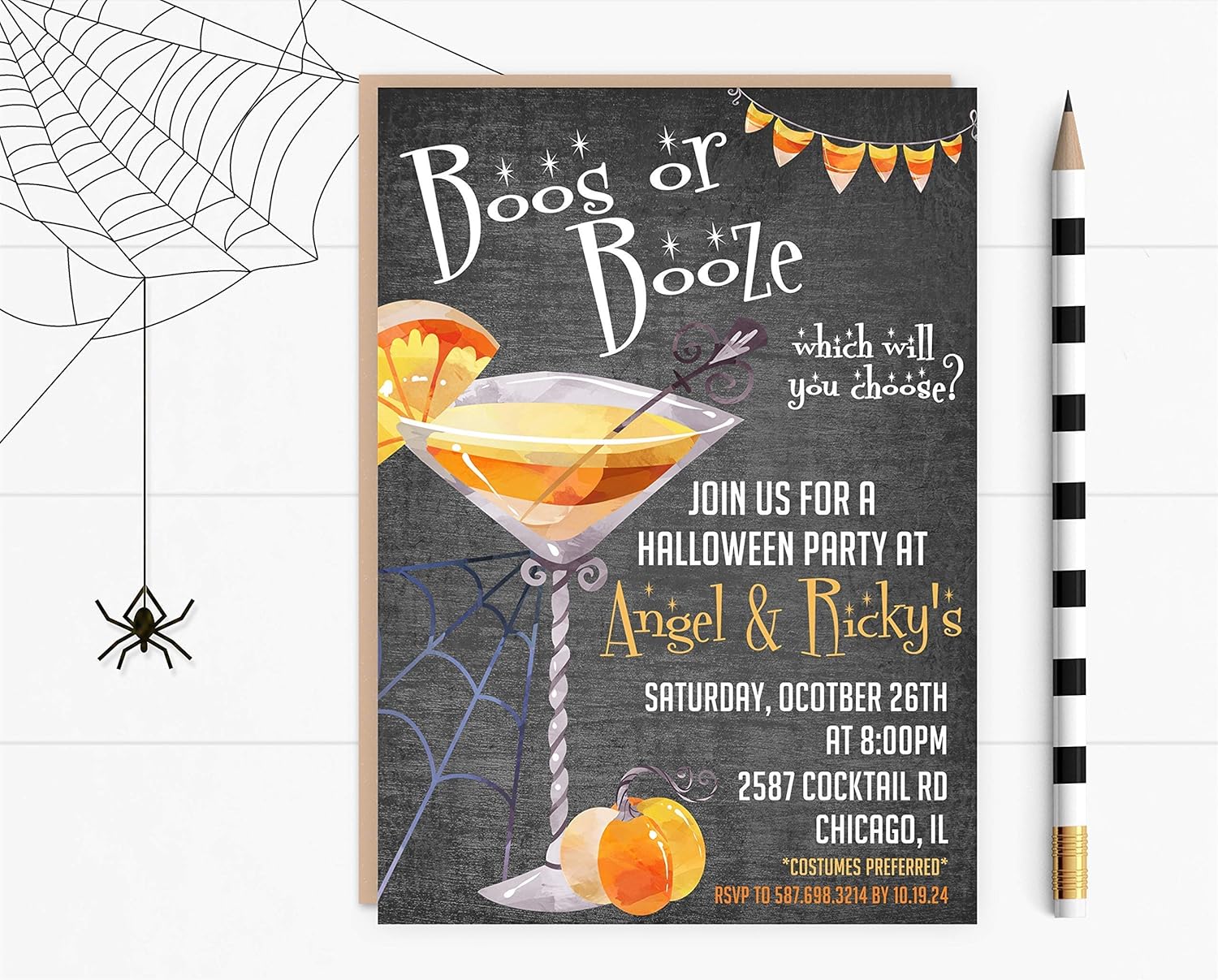 Adult Halloween Booze Cocktail Party Invites With Envelopes