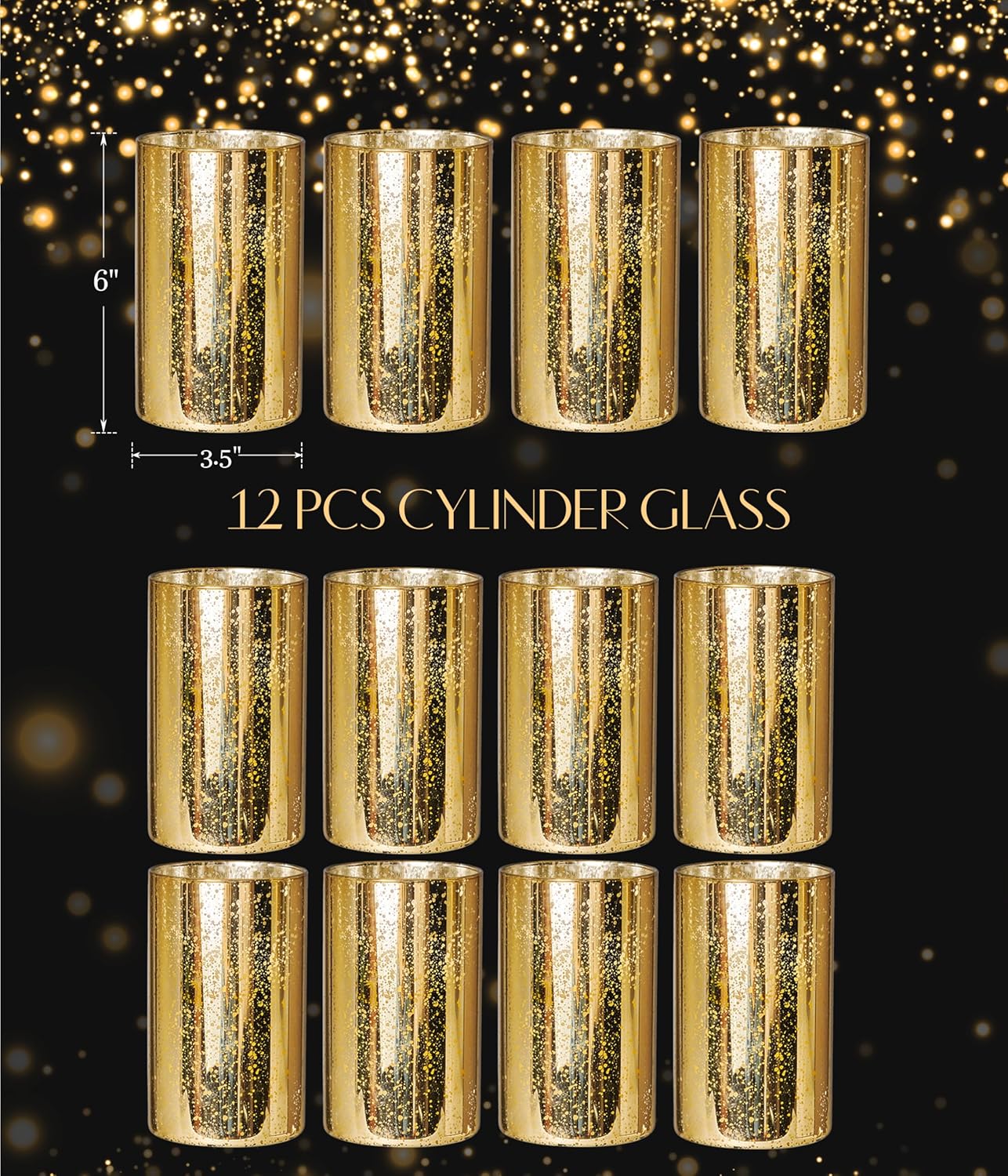 Gold Cylinder Vase Set of 12 for Centerpieces
