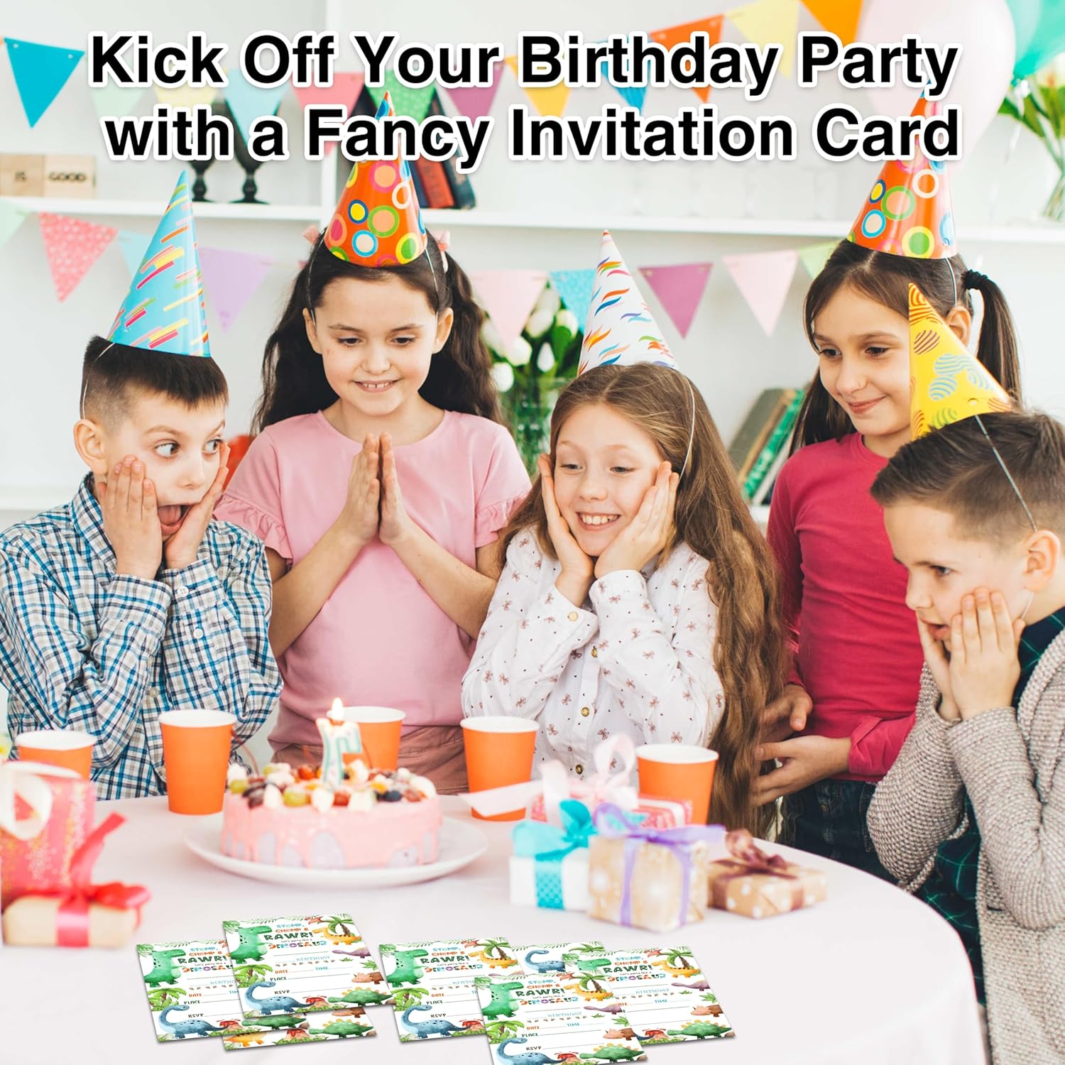 Dinosaur Birthday Invitations 25 Double Sided Cards with Envelopes