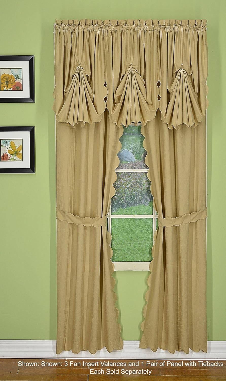 Todays Curtain Orleans Scallop Curtain Linen Fan Insert 30x40 Linen