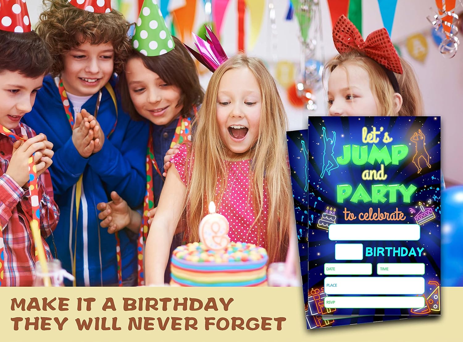 ONDTOM Jump Trampoline Birthday Invites 20 Pack