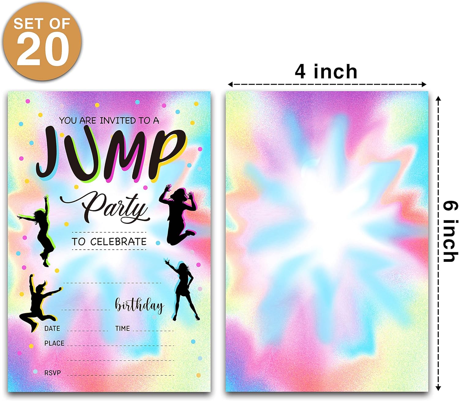 Trampoline Jump Birthday Party Invitations 20 Cards With Envelopes