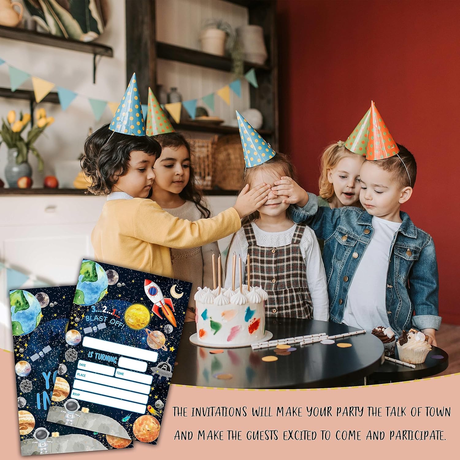 Outer Space Birthday Invitations for Kids and Adults 20 Set with Envelopes