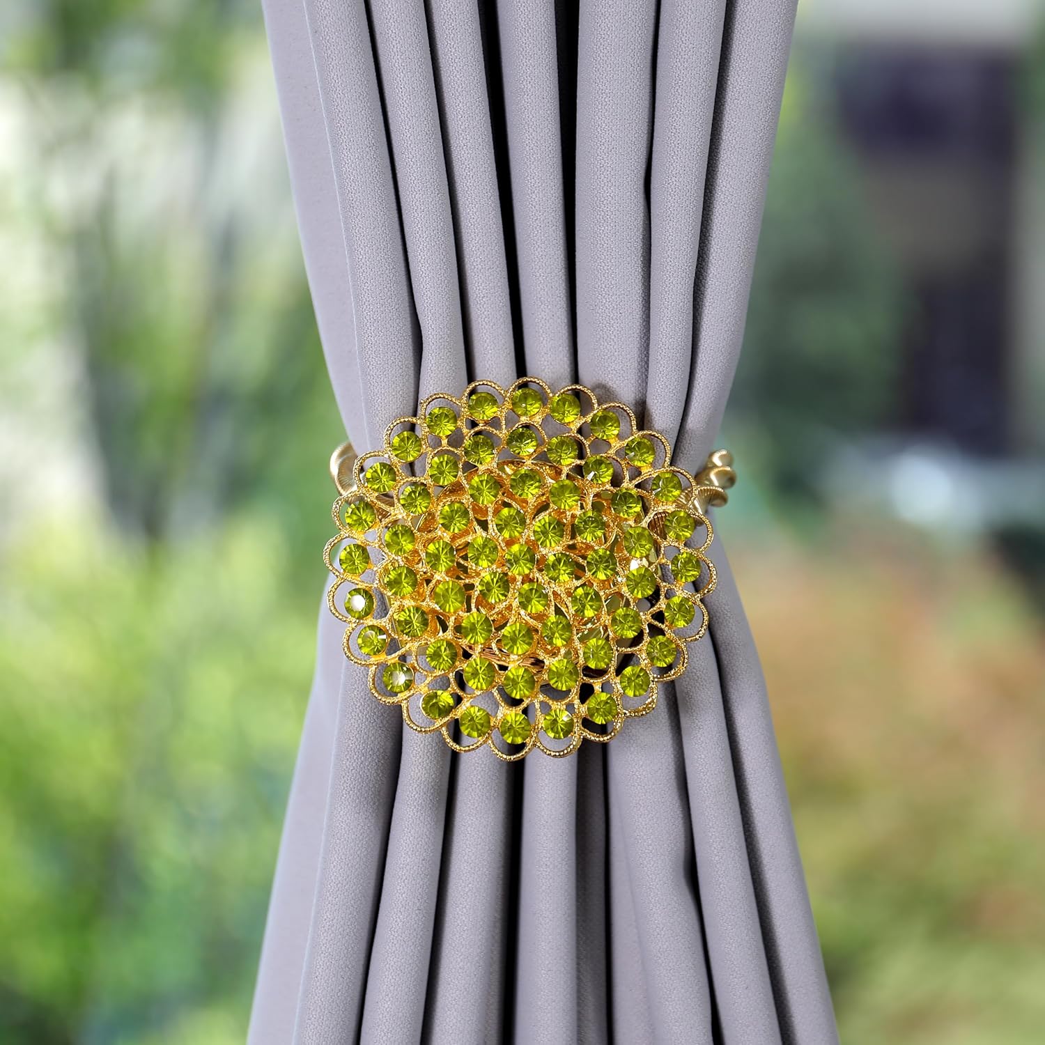 Luxury Crystal Magnetic Curtain Holdback with Flower Design
