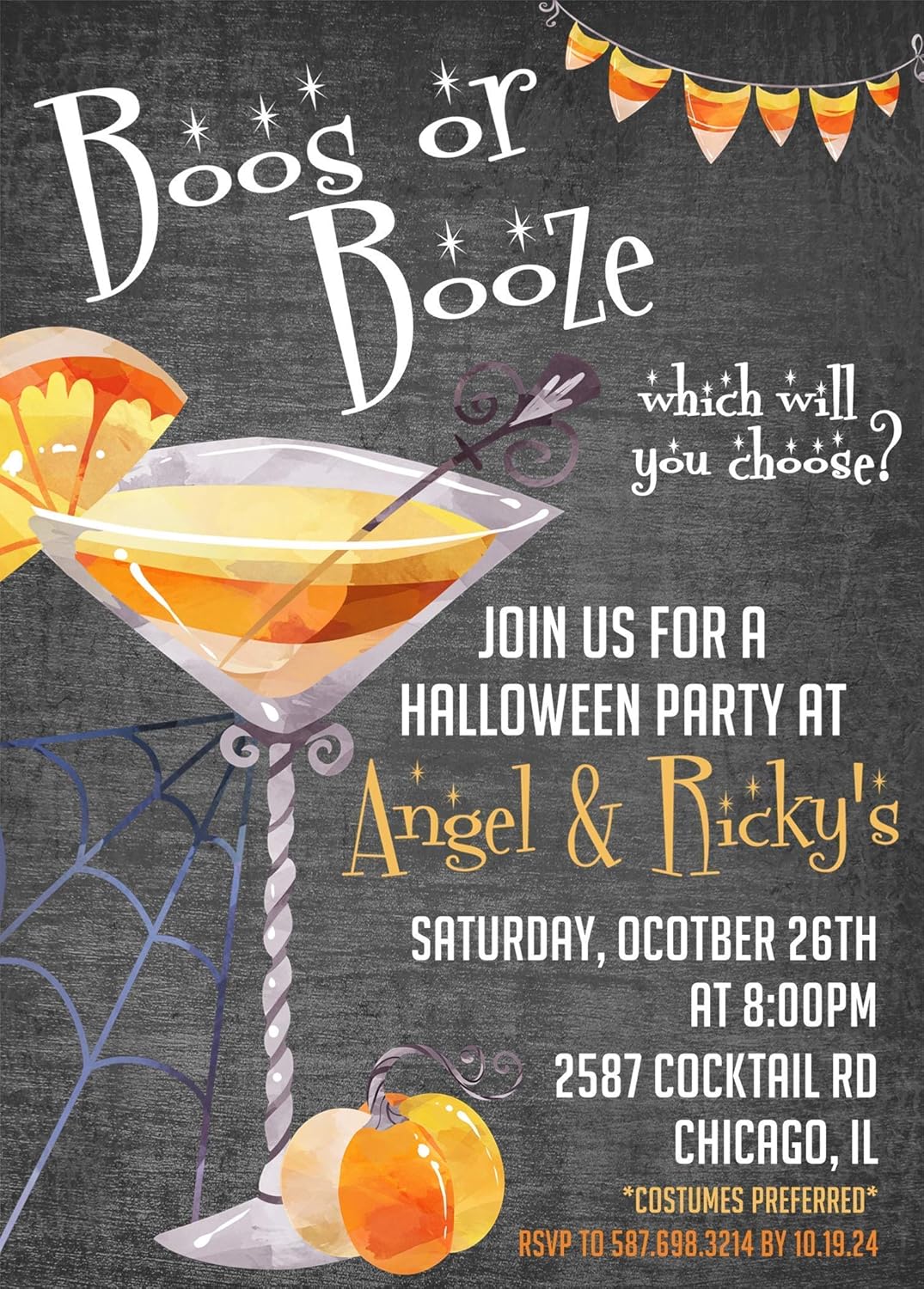 Adult Halloween Booze Cocktail Party Invites With Envelopes