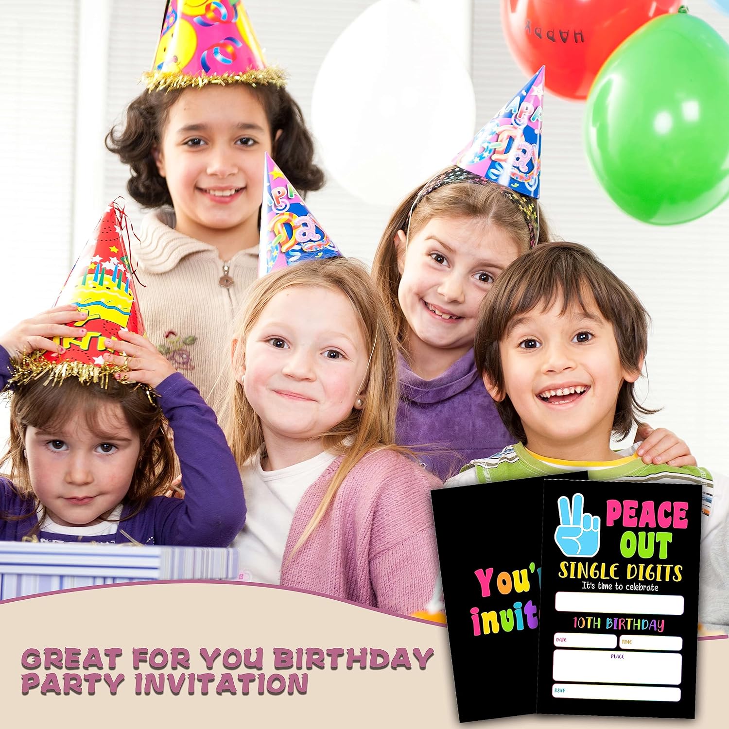 Ycyfckdr 20 Birthday Invitations with Envelopes for Kids